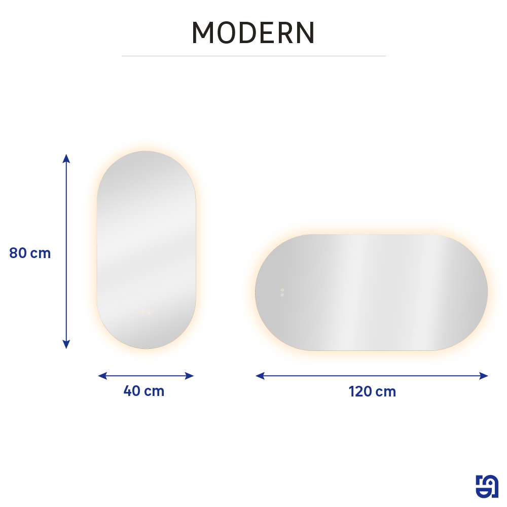 Espejo de baño con luz LED ambiente,  Modern Pill incoloro con antivaho, táctil 40x80cm - 10