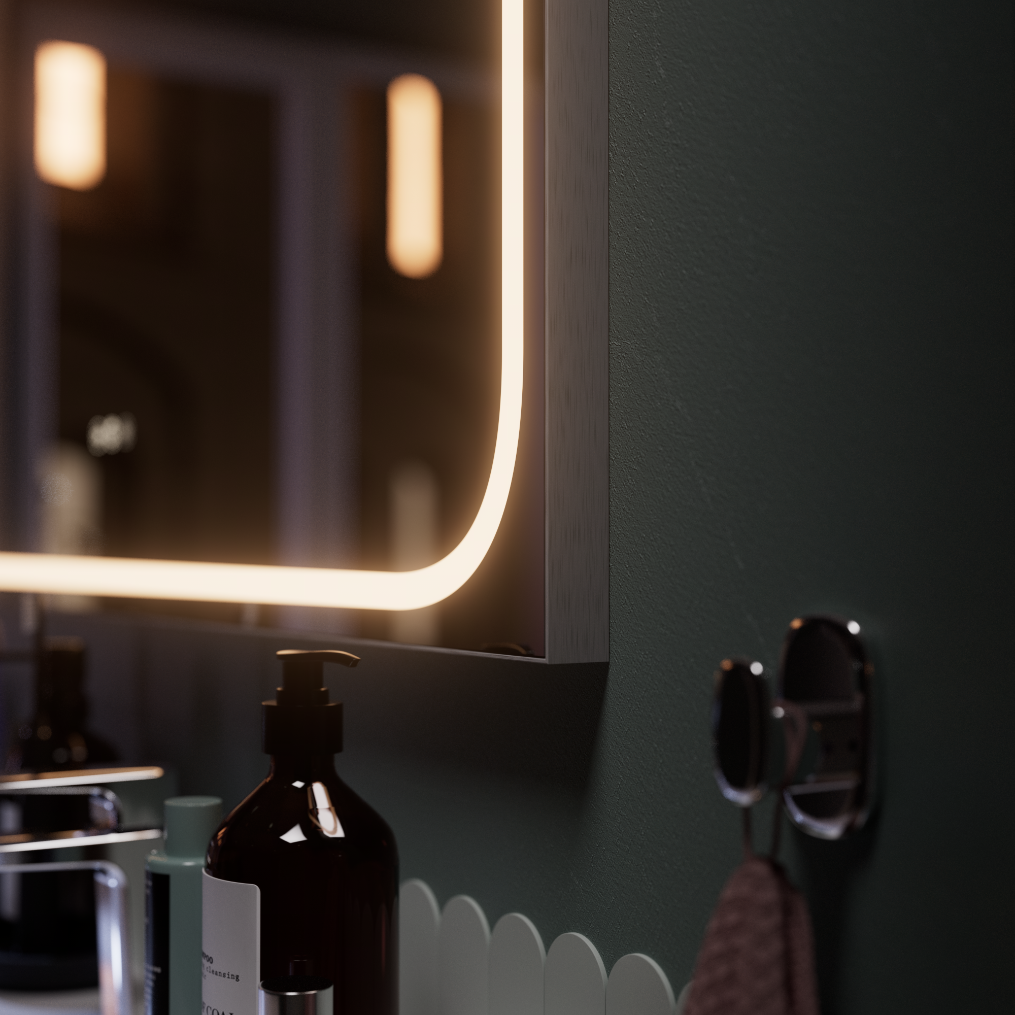 Espelho 80x80 cm com iluminação led cromado Sensea Remix - 6