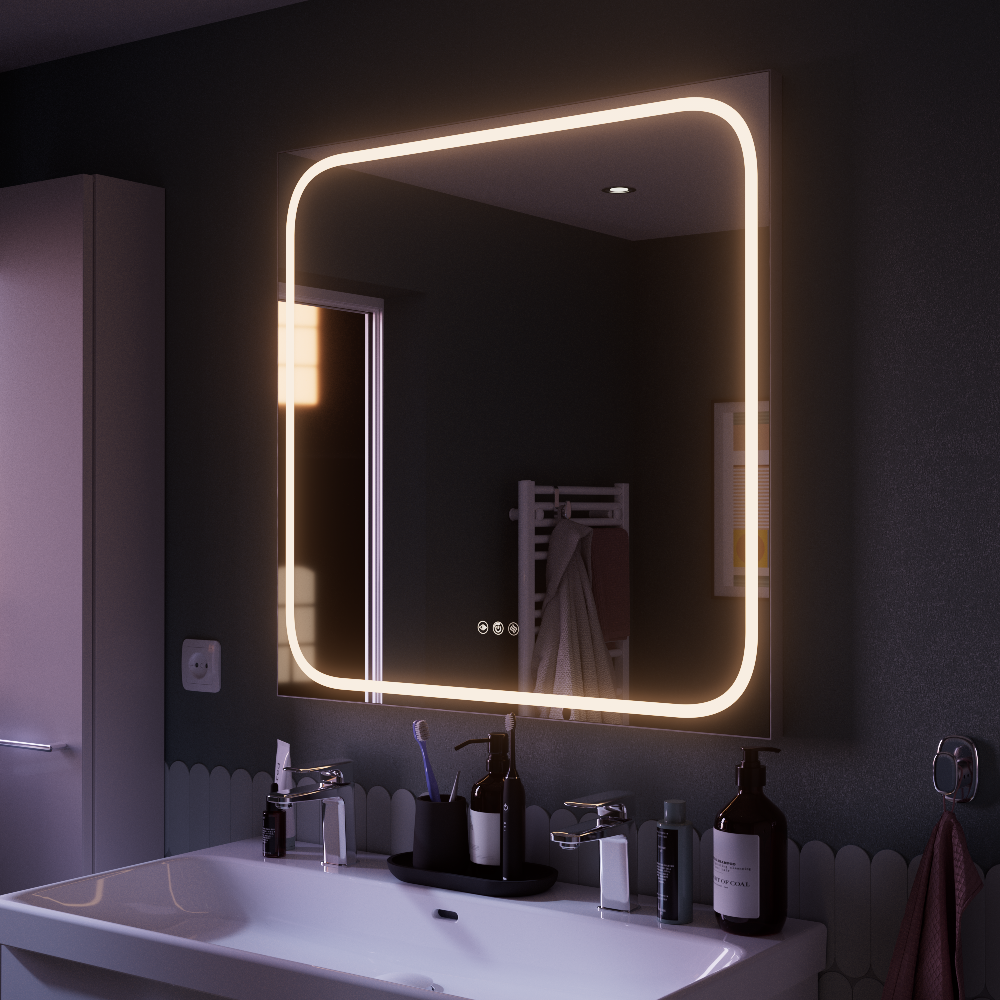 Espejo de baño con luz led remix con antivaho 80x80cm