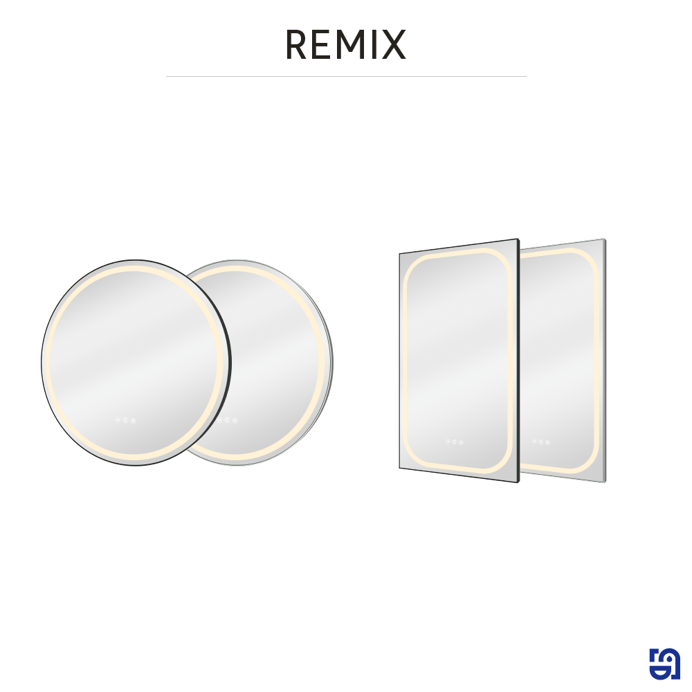 Espelho 80x80 cm com iluminação led cromado Sensea Remix - 9