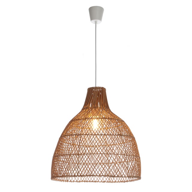 Suspension Zena rotin, beige, Diam.45 cm, E27