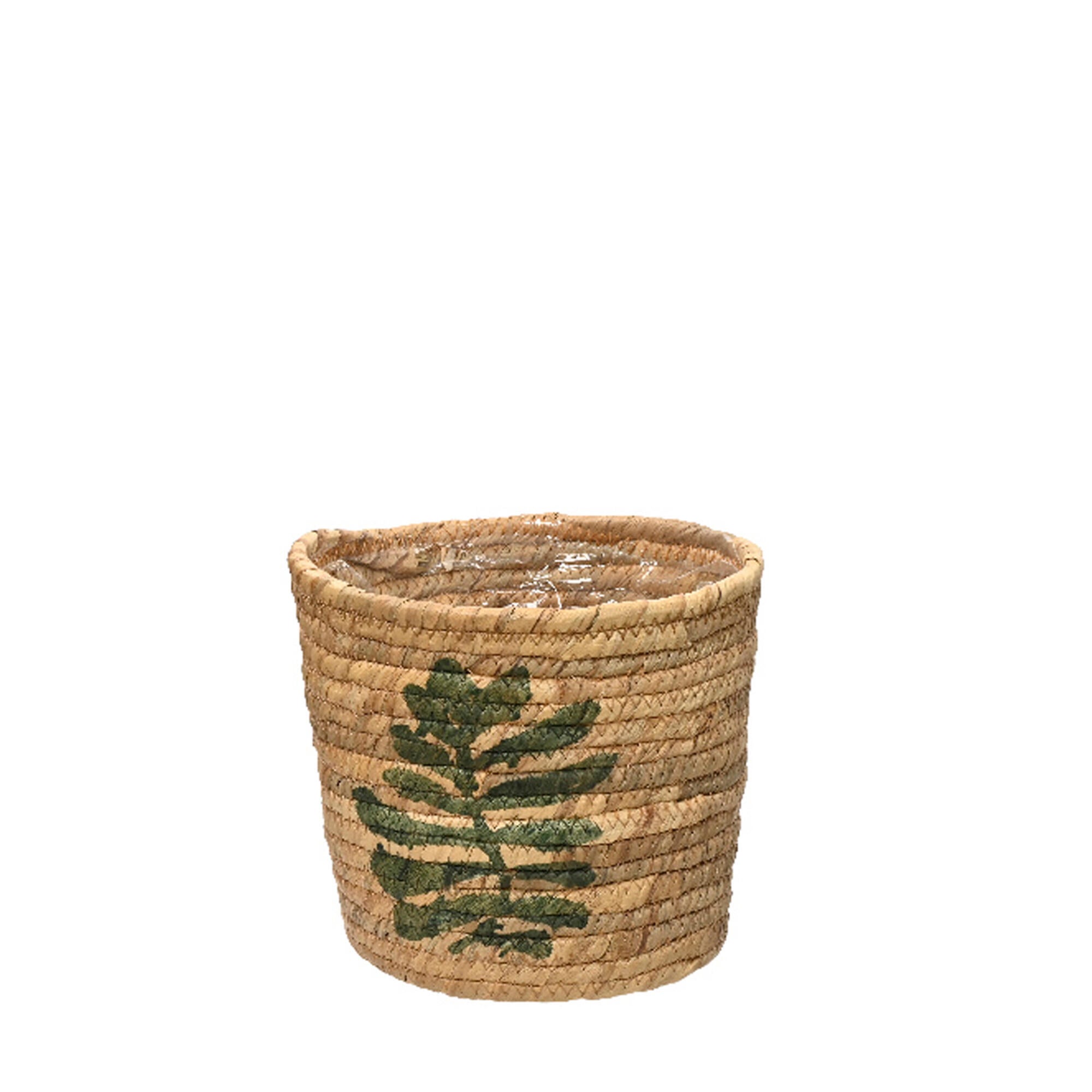 Cesto de jacinto de agua hojas 14x13cm natural