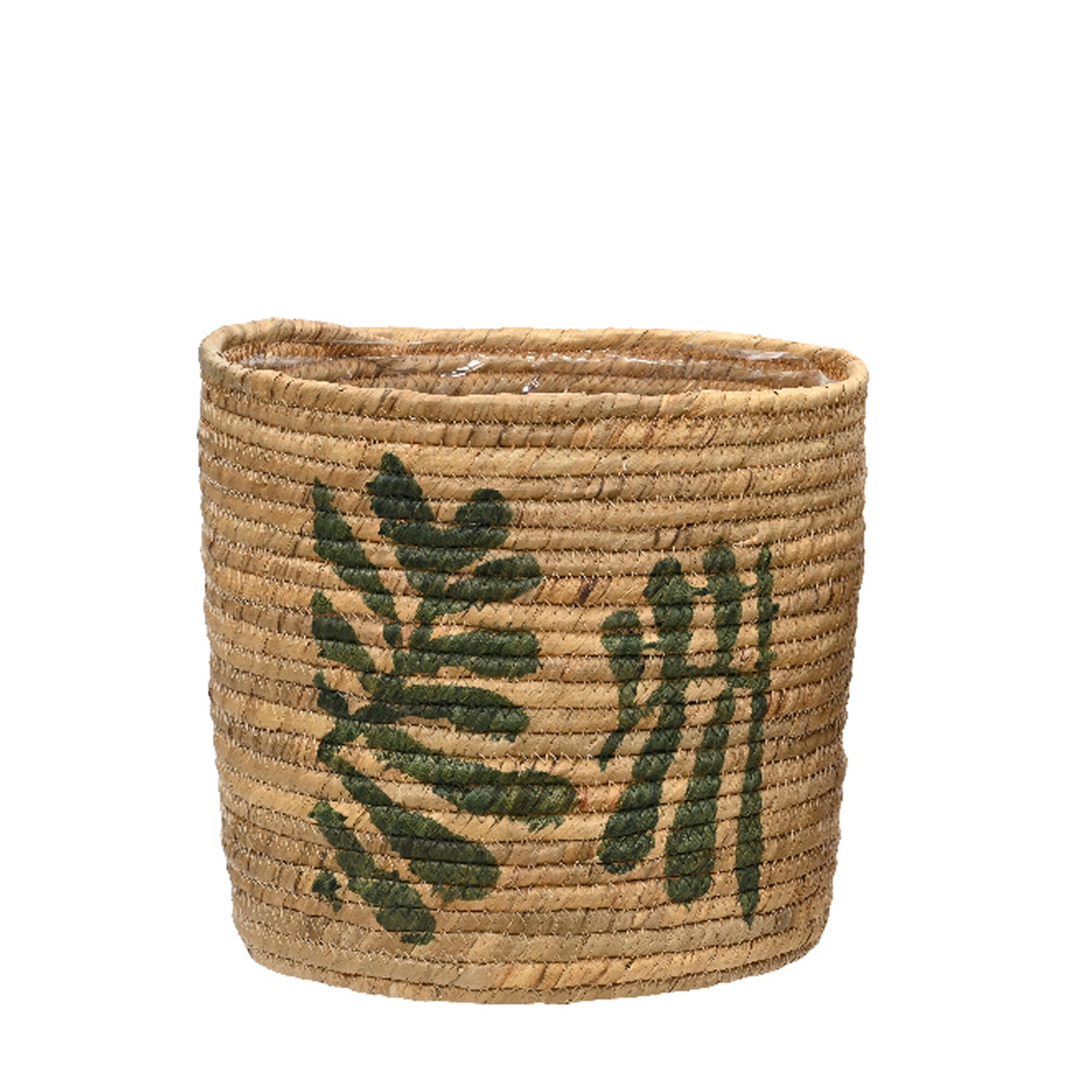 Cesto de jacinto de agua hojas 20x19cm natural