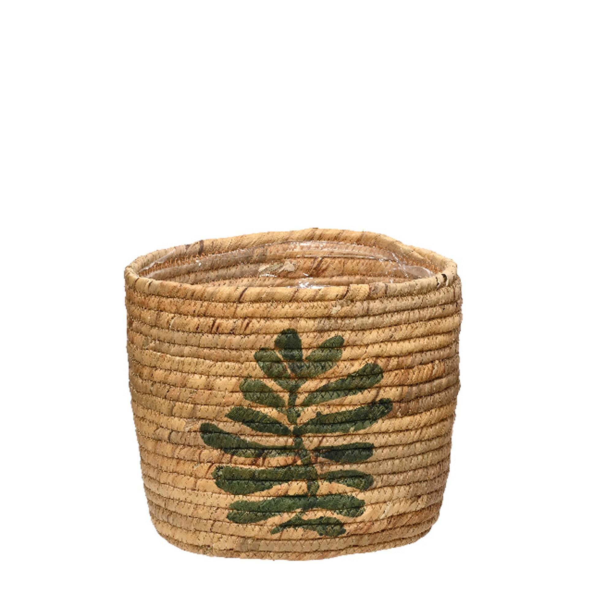 Cesto de jacinto de agua hojas 17x16cm natural