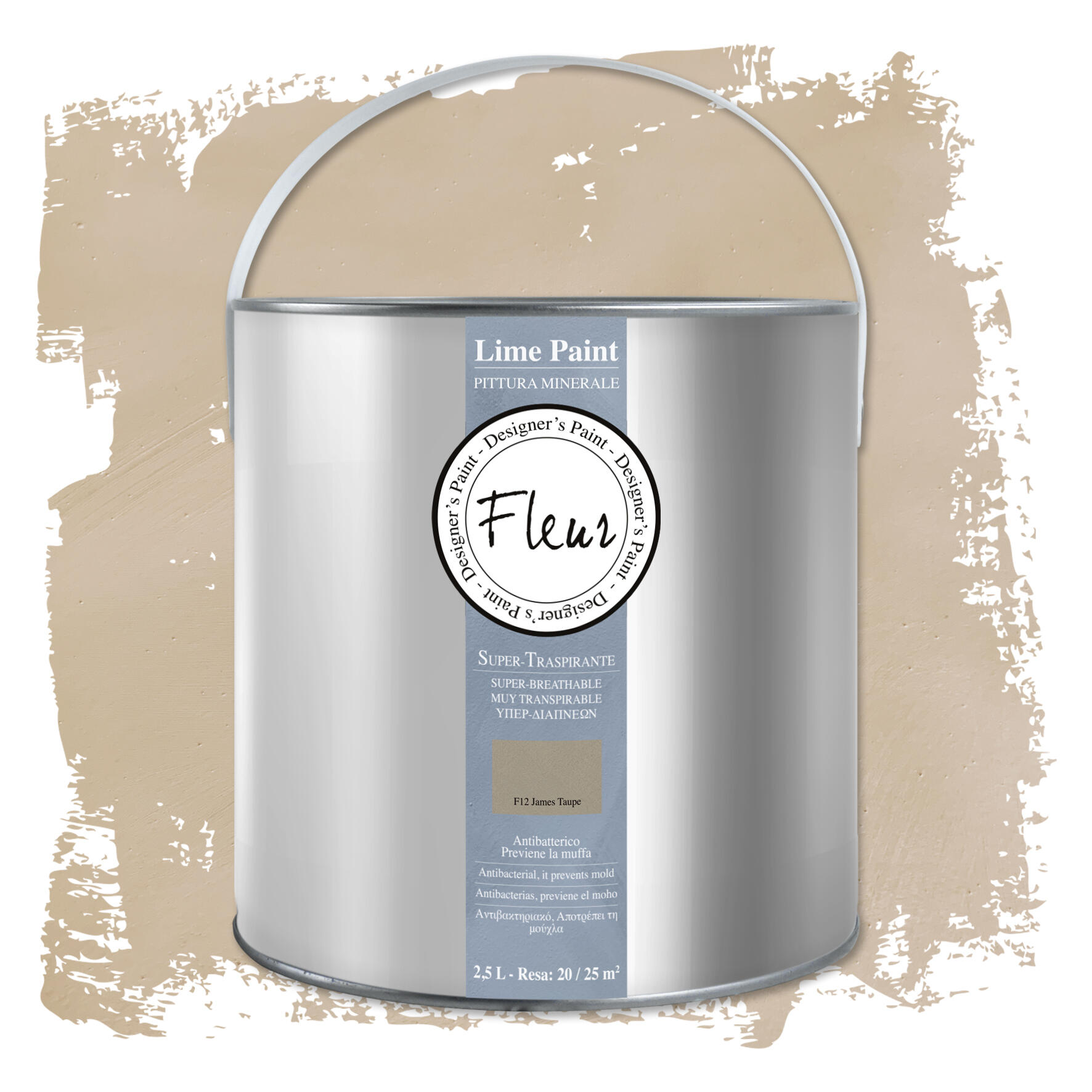 Pittura decorativa a calce Lime Paint FLEUR nuvolato beige james taupe 2.5 l - 7