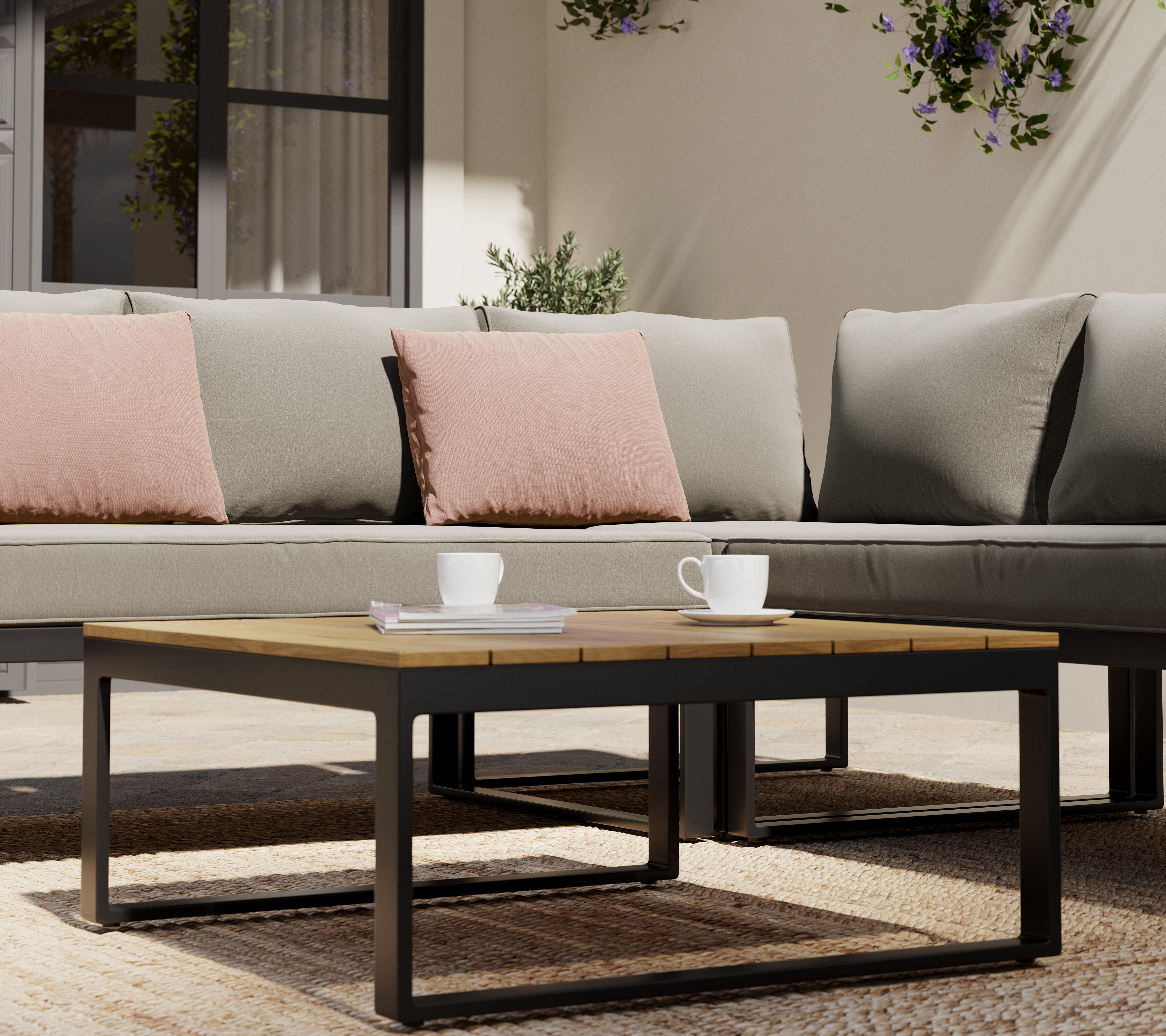 Set de porche de jardín esquinero de aluminio Capri moka - 2