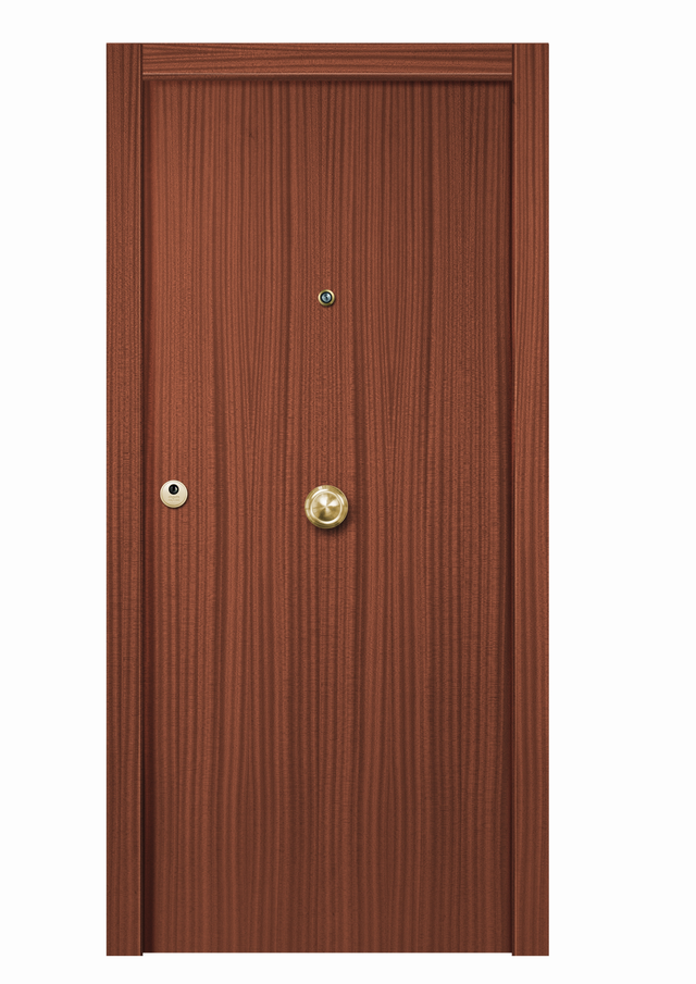 Puerta de entrada blindada serie 1P liso sapelly / interior liso   sapelly apertura derecha 205x86cm