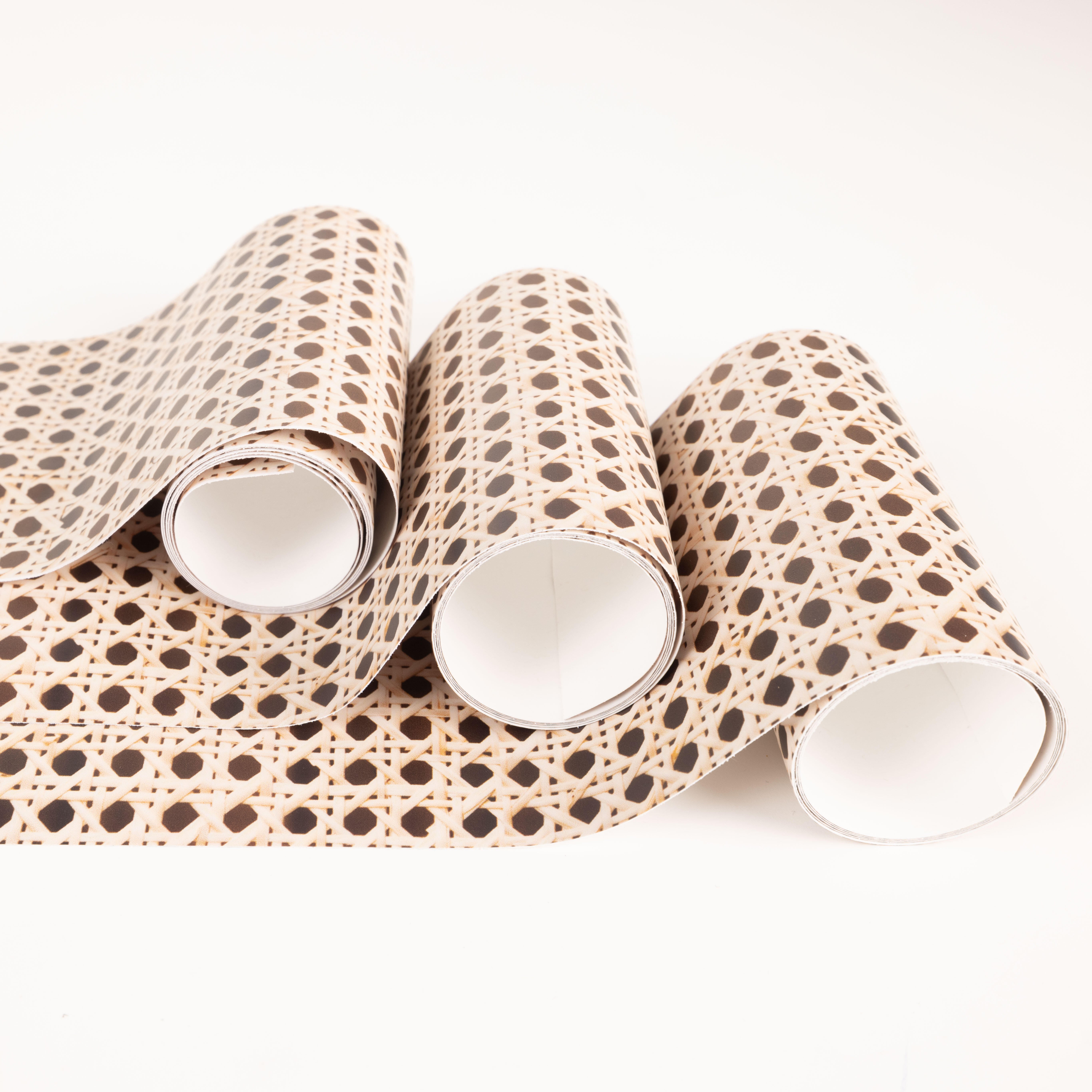 Cenefa adhesiva PVC lavable geométrico Cannage marrón 300 cm x 3 m - 6