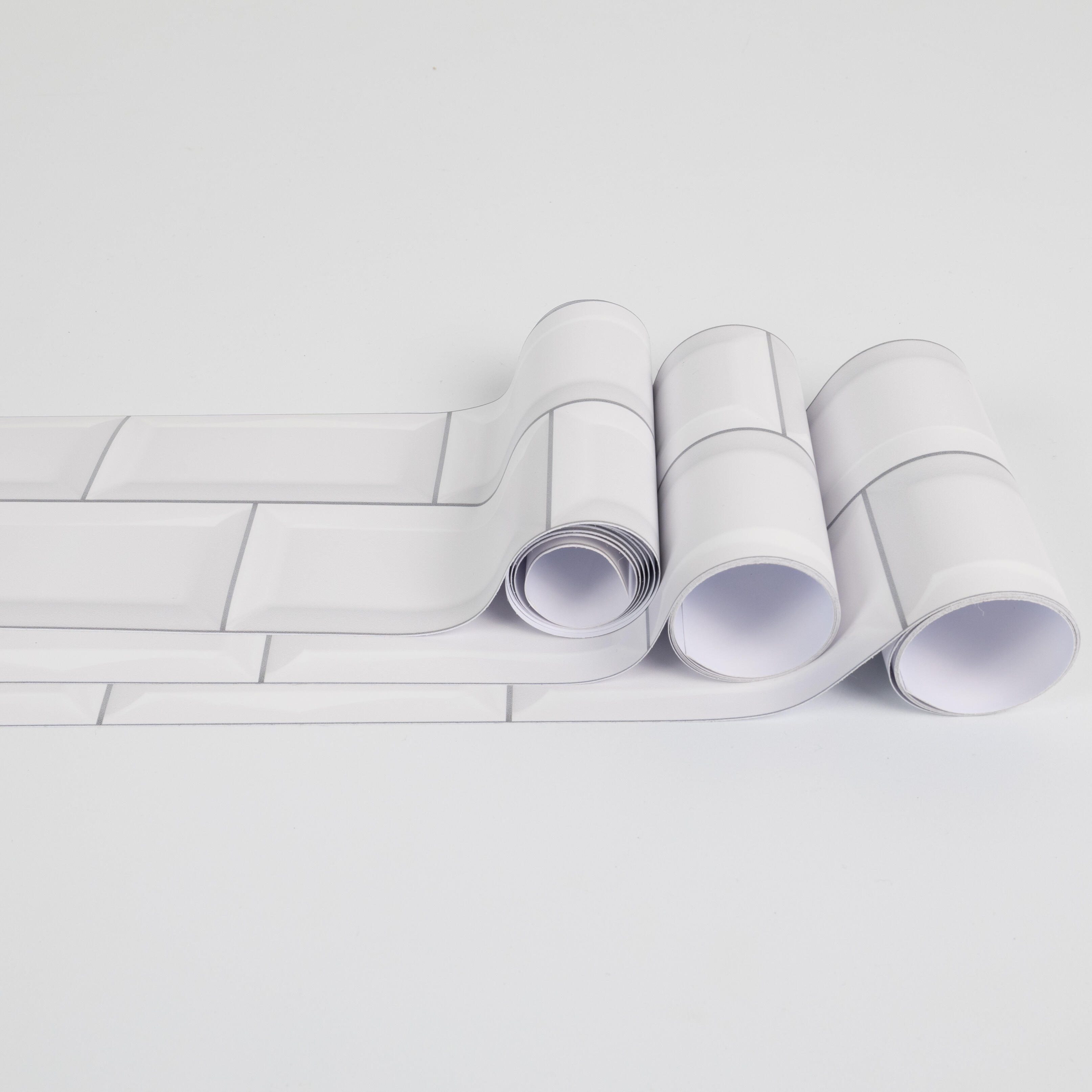 Cenefa adhesiva PVC lavable geométrico Brick blanco 300 cm x 3 m - 5