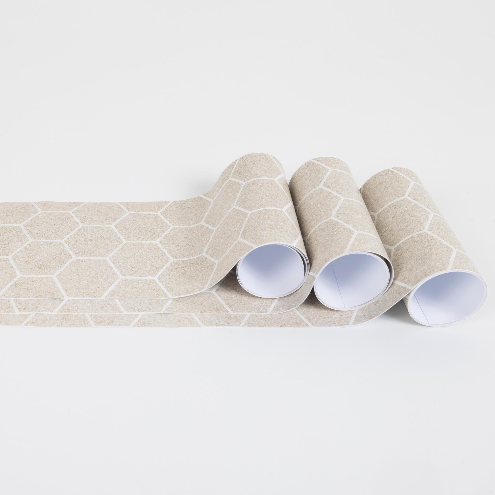 Cenefa adhesiva PVC lavable geométrico Hexágono Warm naranja 300 cm x 3 m - 5