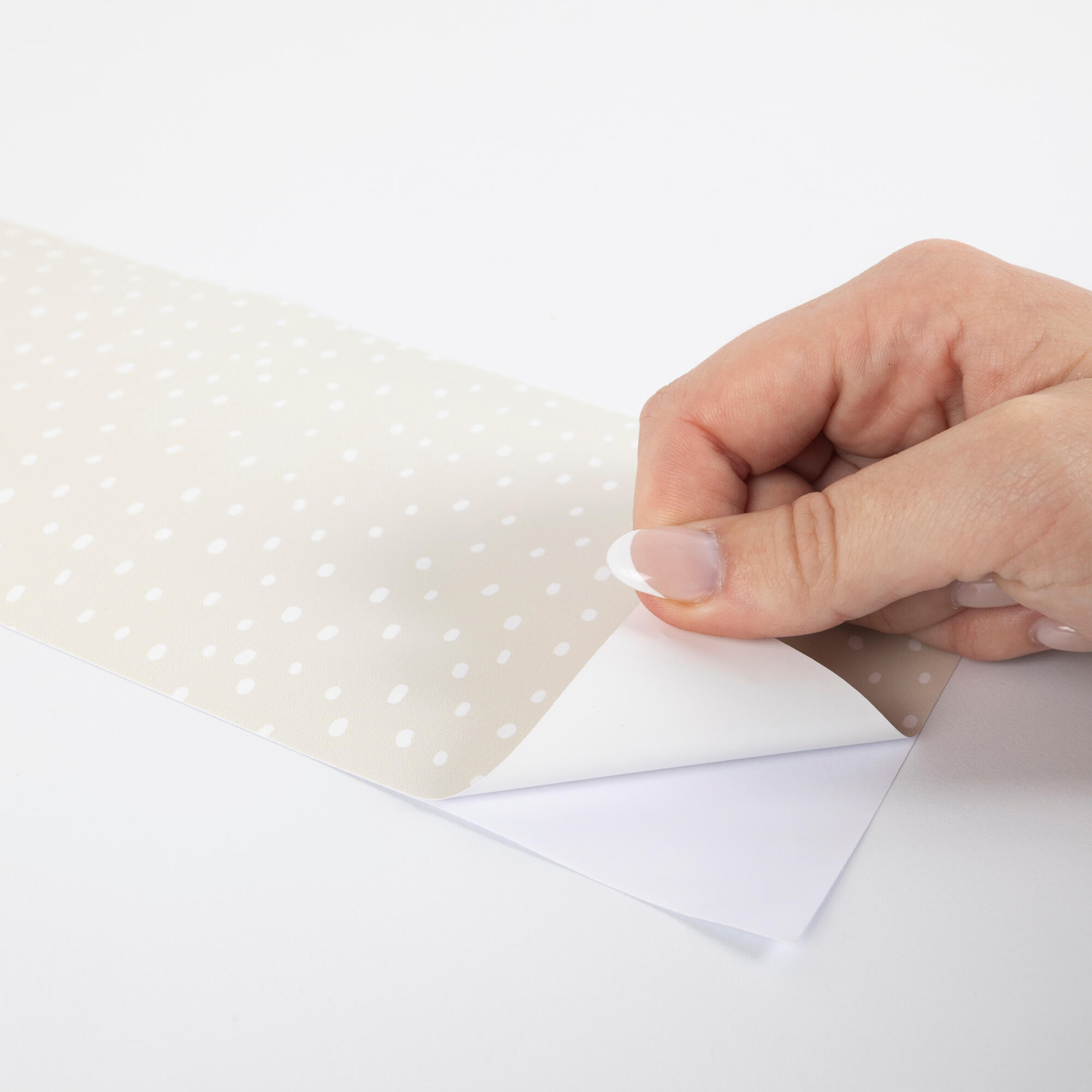 Cenefa adhesiva PVC lavable infantil Punts beige 115 cm x 3 m - 4