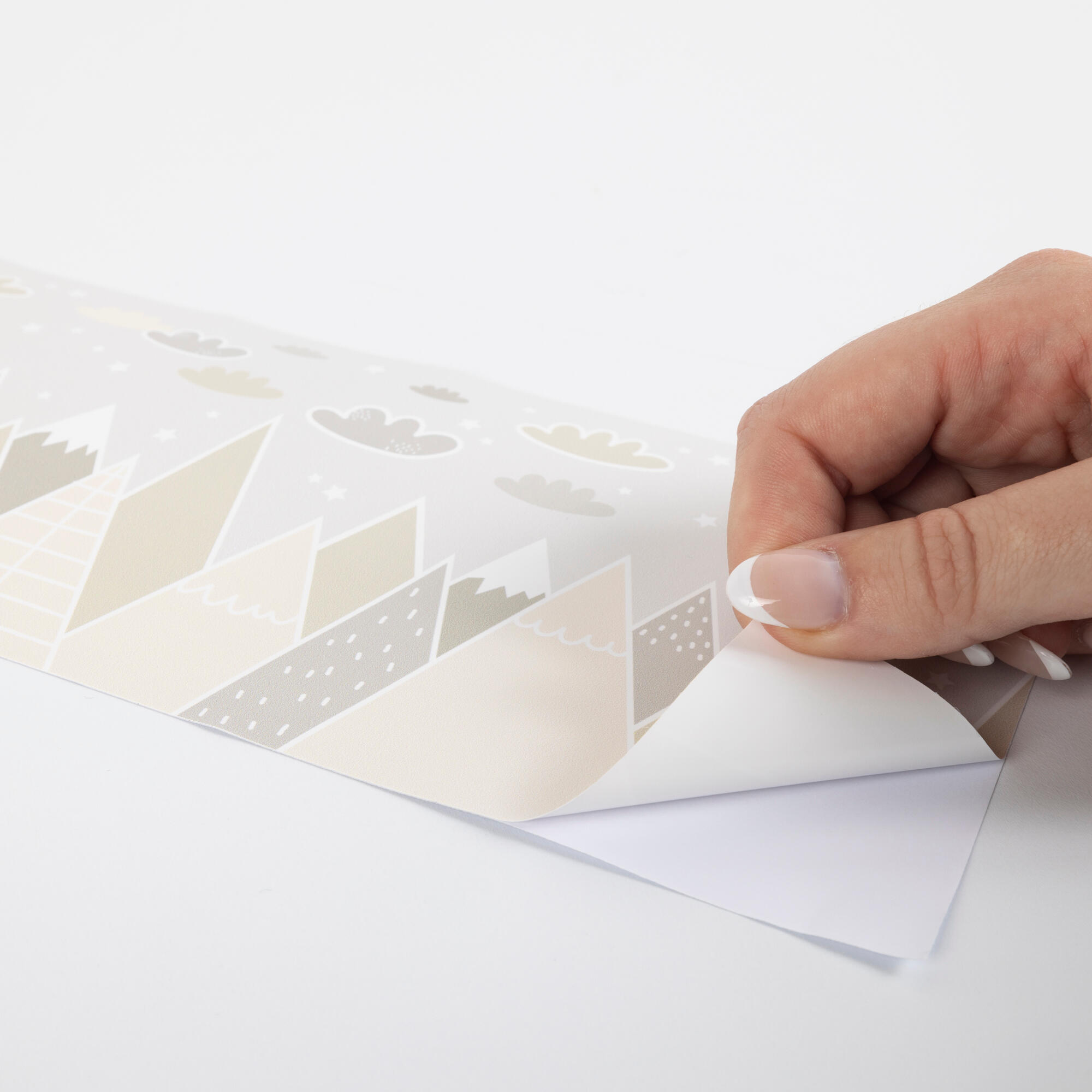 Cenefa adhesiva PVC lavable infantil Mountain marrón 115 cm x 3 m - 4