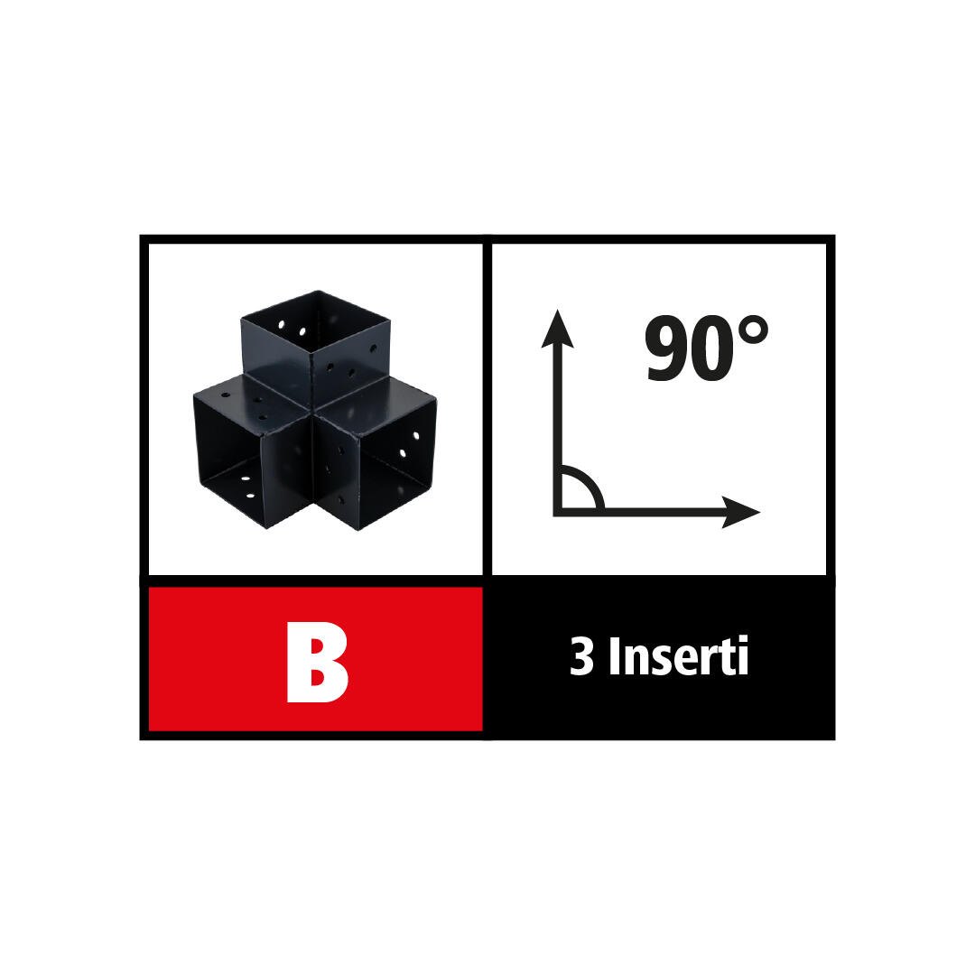 Conector para esquina ángulo 90º, 3 brazos 91X91 mm (B), para poste de madera de 9x9 cm - 8