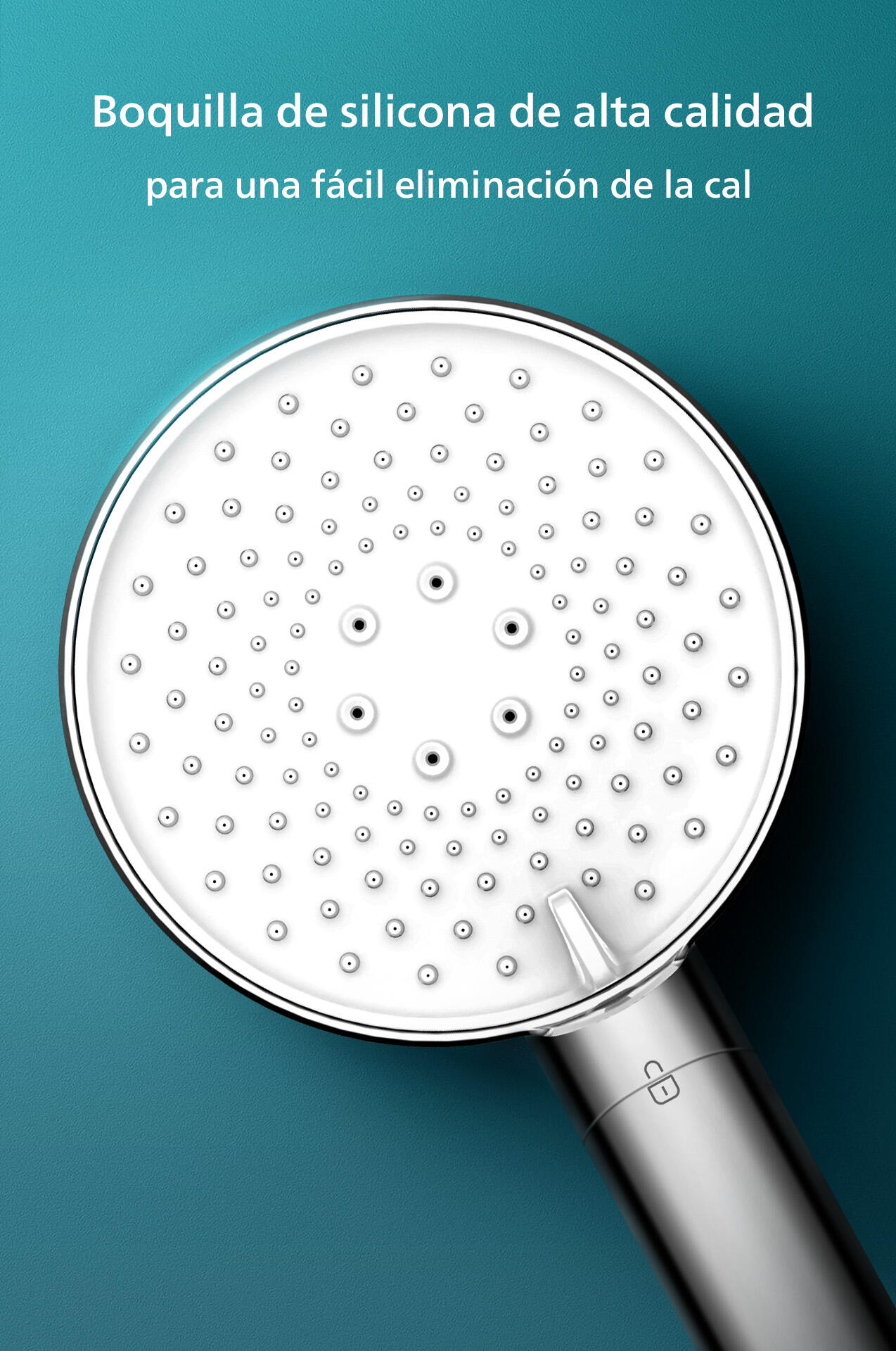 Alcachofa de ducha PHILIPS aspecto acero inoxidable con 3 funciones - 2