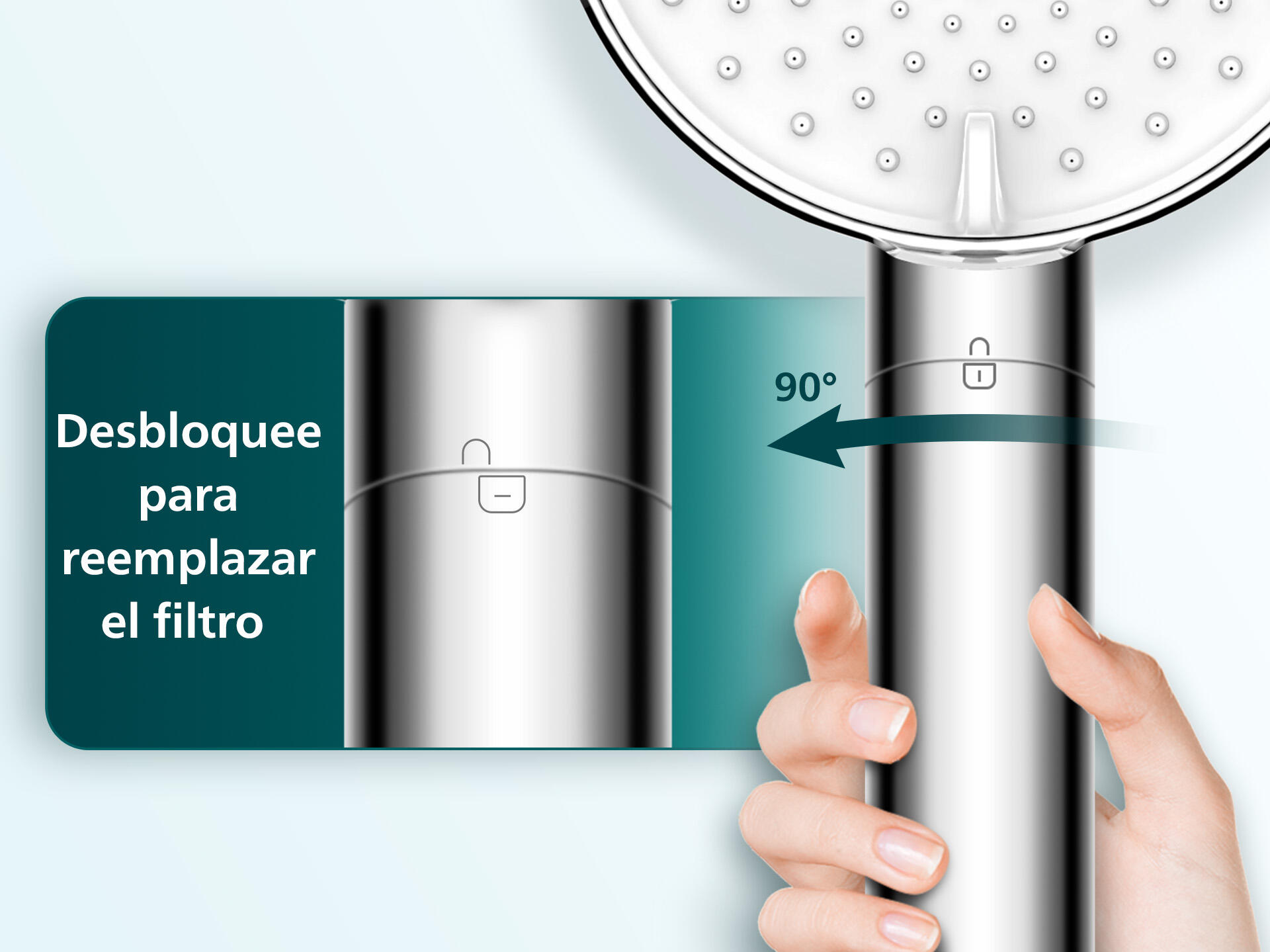 Alcachofa de ducha PHILIPS aspecto acero inoxidable con 3 funciones - 5