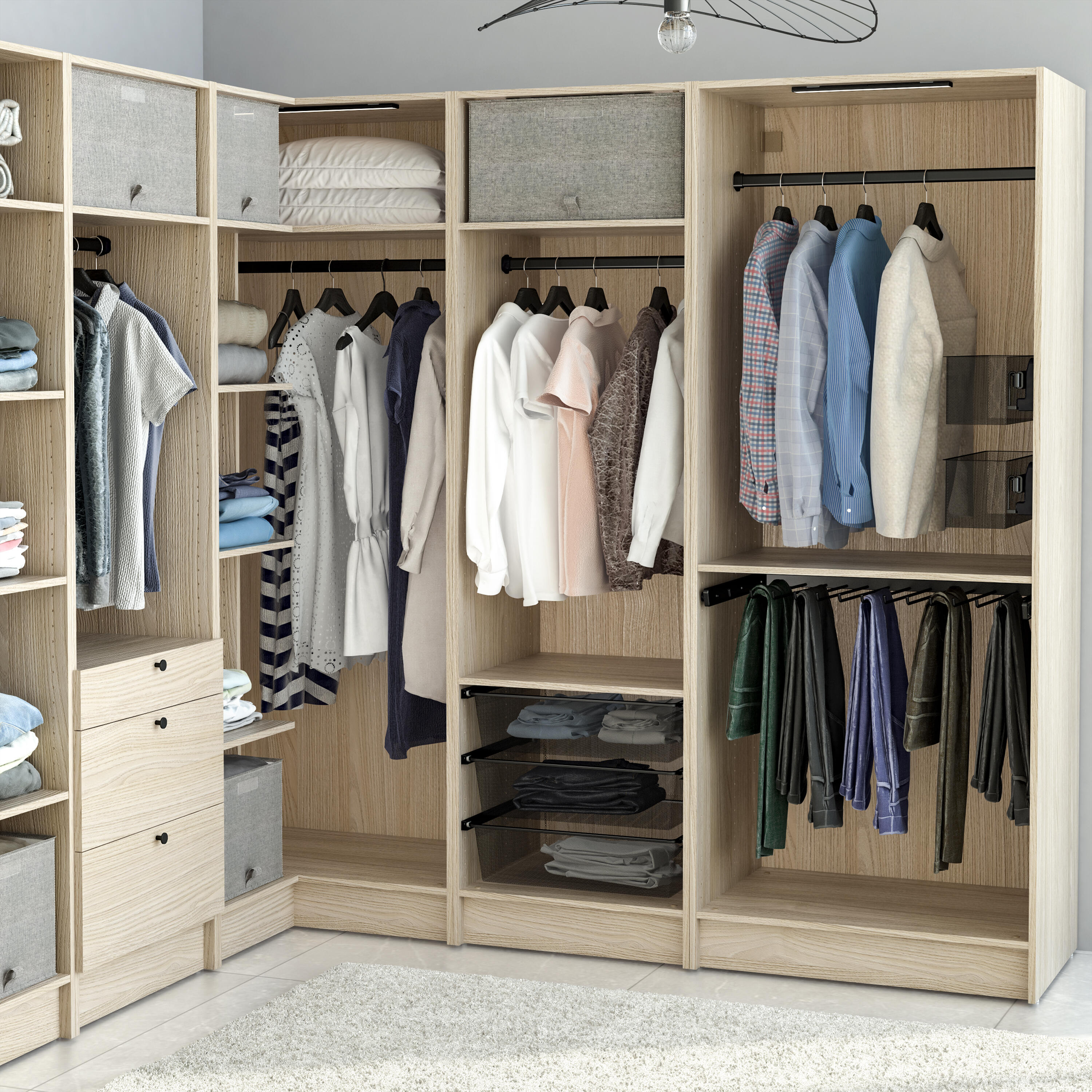 Conjunto varão e suportes para roupeiro preto 60 cm Spaceo Evo'M - 11