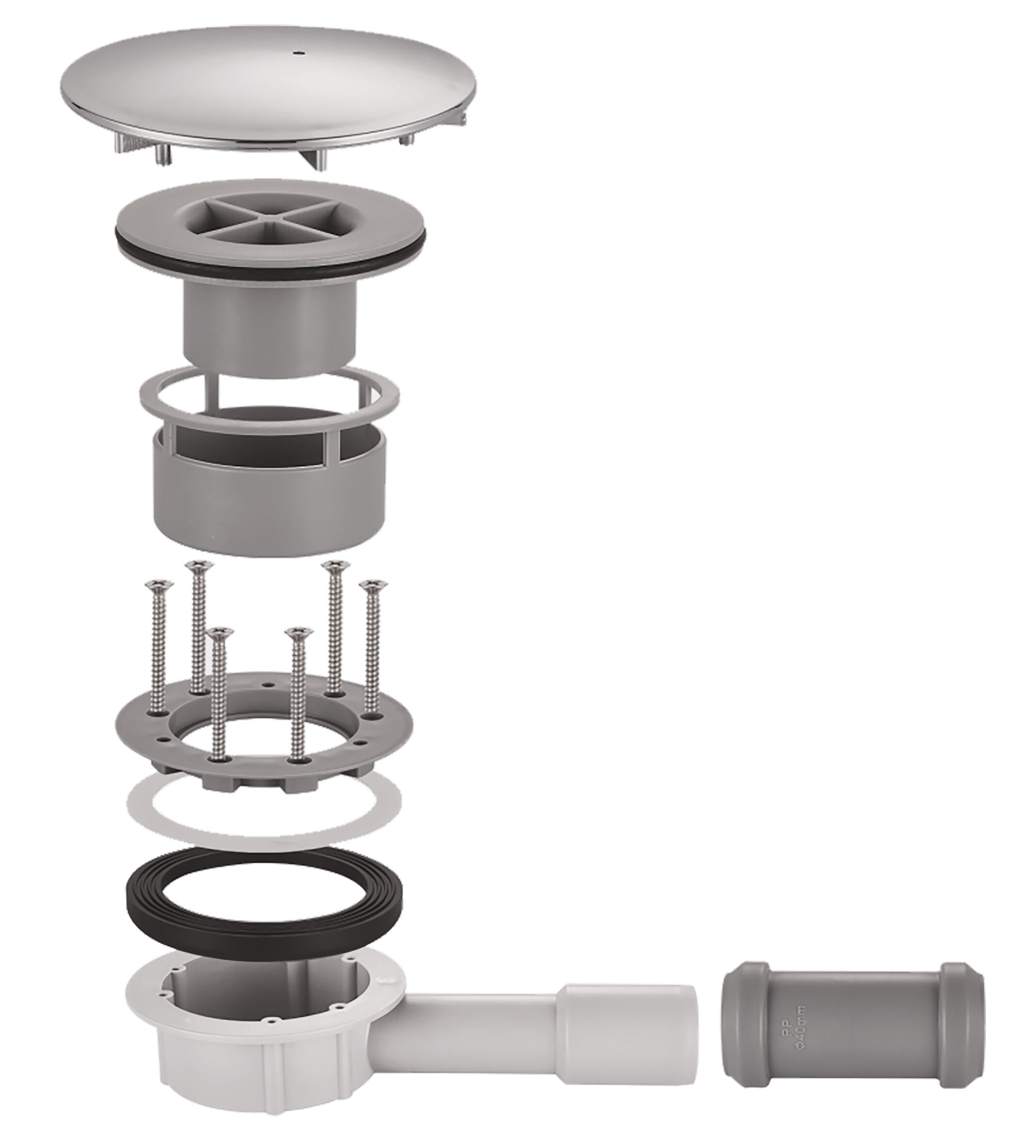 Piletta per doccia e per scarico a pavimento con coperchio  LOW ROUND  Ø 118 mm Ø foro 90 mm in abs - 2