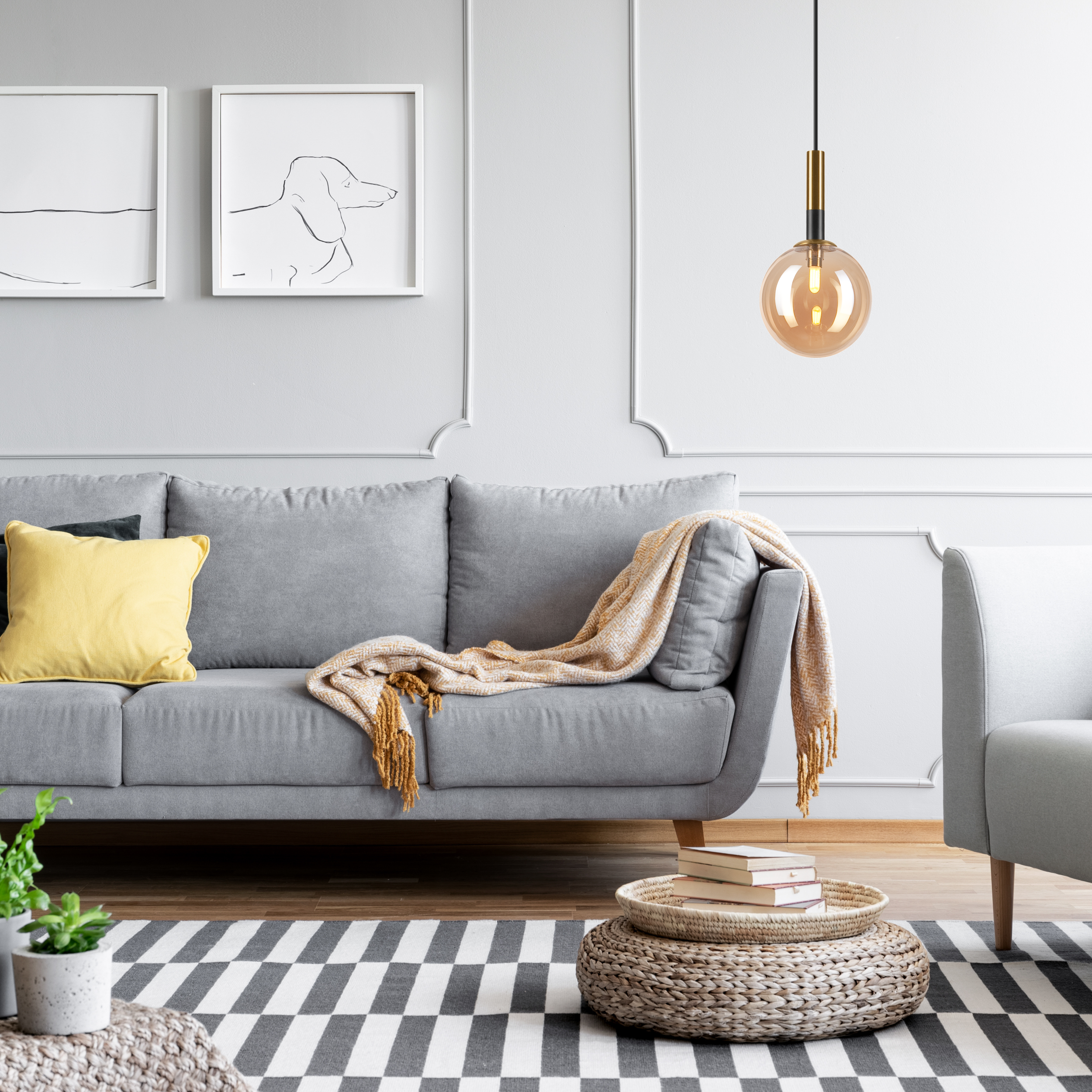 Lampa wisząca Rollo złoto-czarna G9 Lamkur - 3