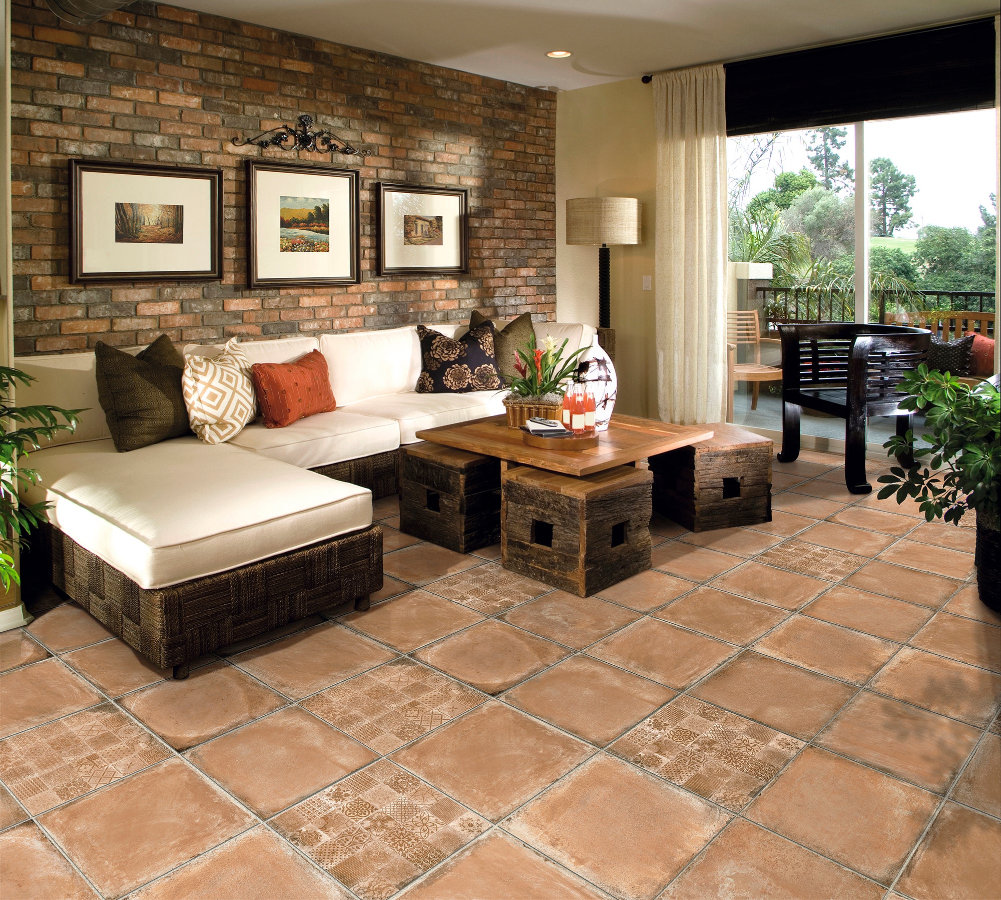 Suelo cerámico alhamar efecto terracota salmon 33x33 cm c3