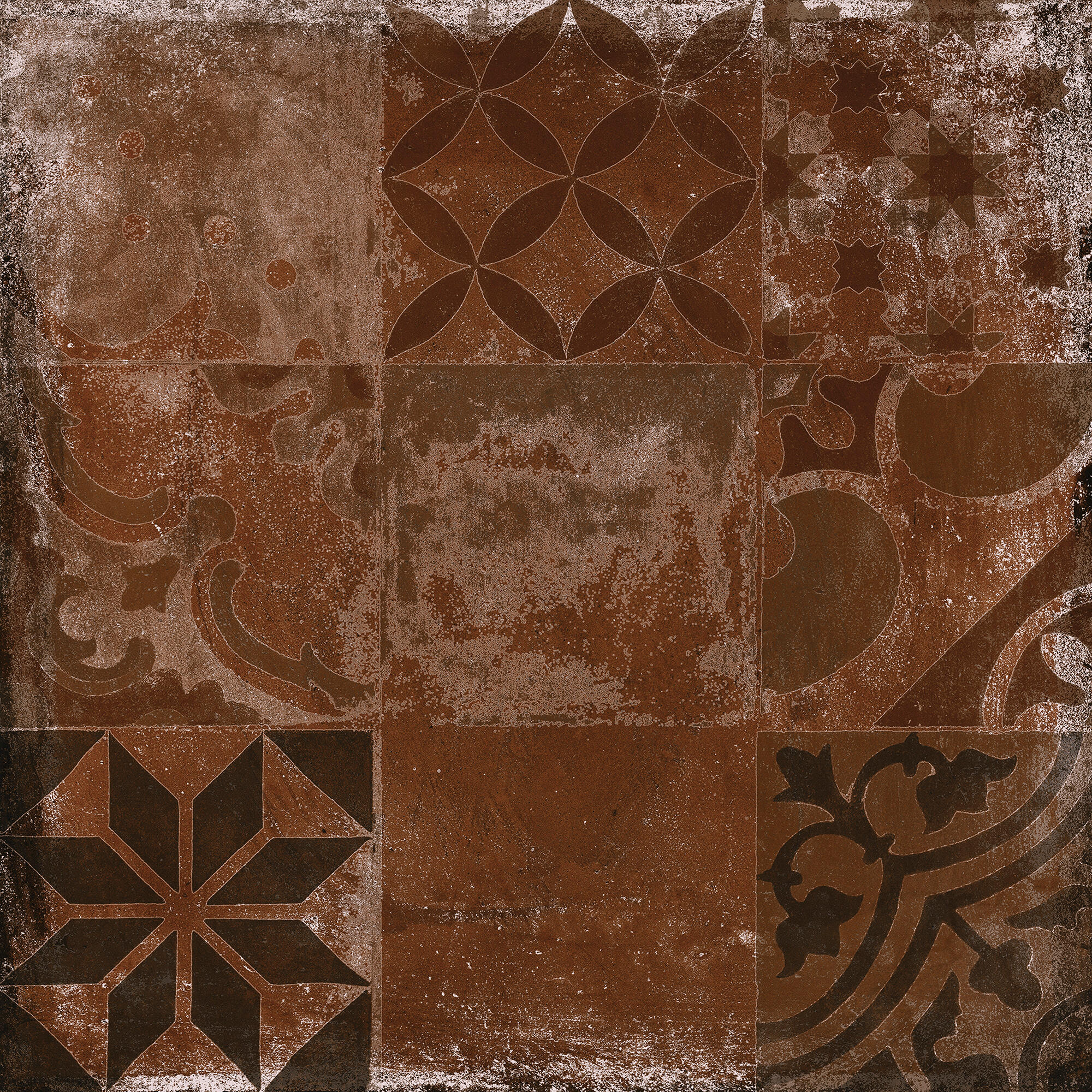 Suelo cerámico alhamar efecto piedra rojo 33x33 cm c3