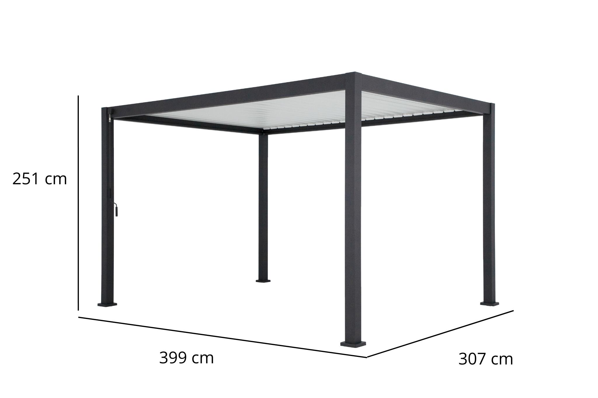 Pergola bioclimatique autoportante Prima aluminium gris anthracite, 12m² - 6