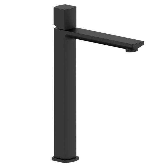 Rubinetto per lavabo getto laminare cristallino Coral nero verniciato a polvere opaco AQUASANIT