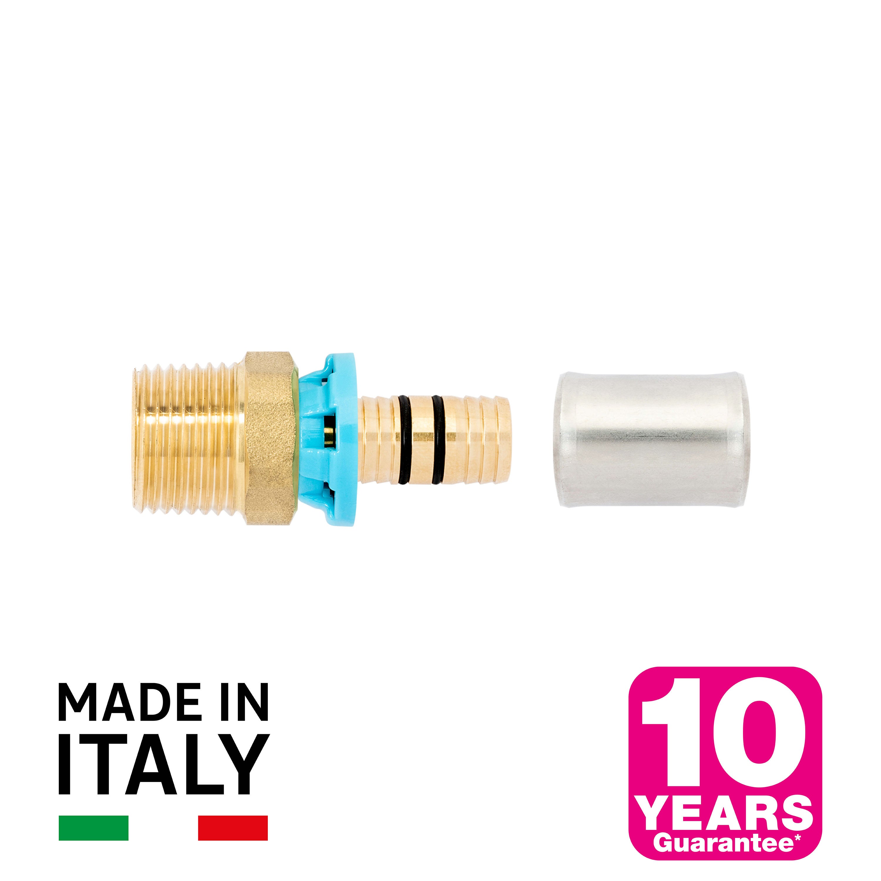 Lot de 10 raccord pour tuyau multicouche à visser/sertir M, (12x17) D.16 mm - 2