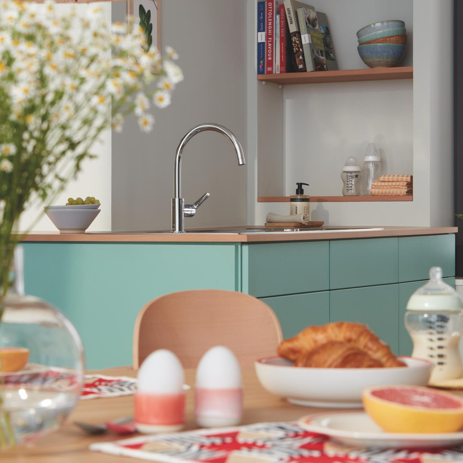 Torneira de bancada cano alt cromada Grohe Start Clova - 19