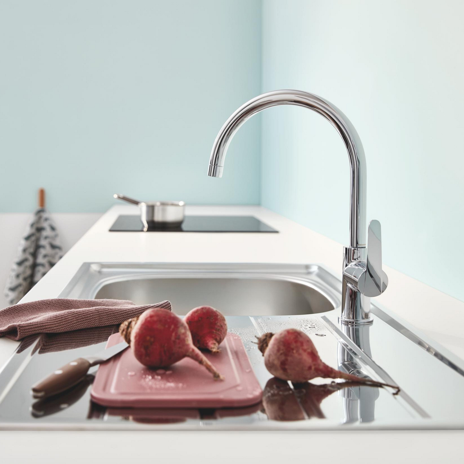 Torneira de bancada cano alt cromada Grohe Start Clova - 18