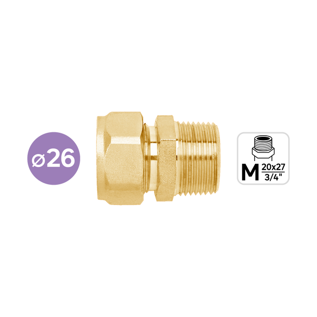 Raccord à compression multicouche ⌀ 26 M20x27 (3/4