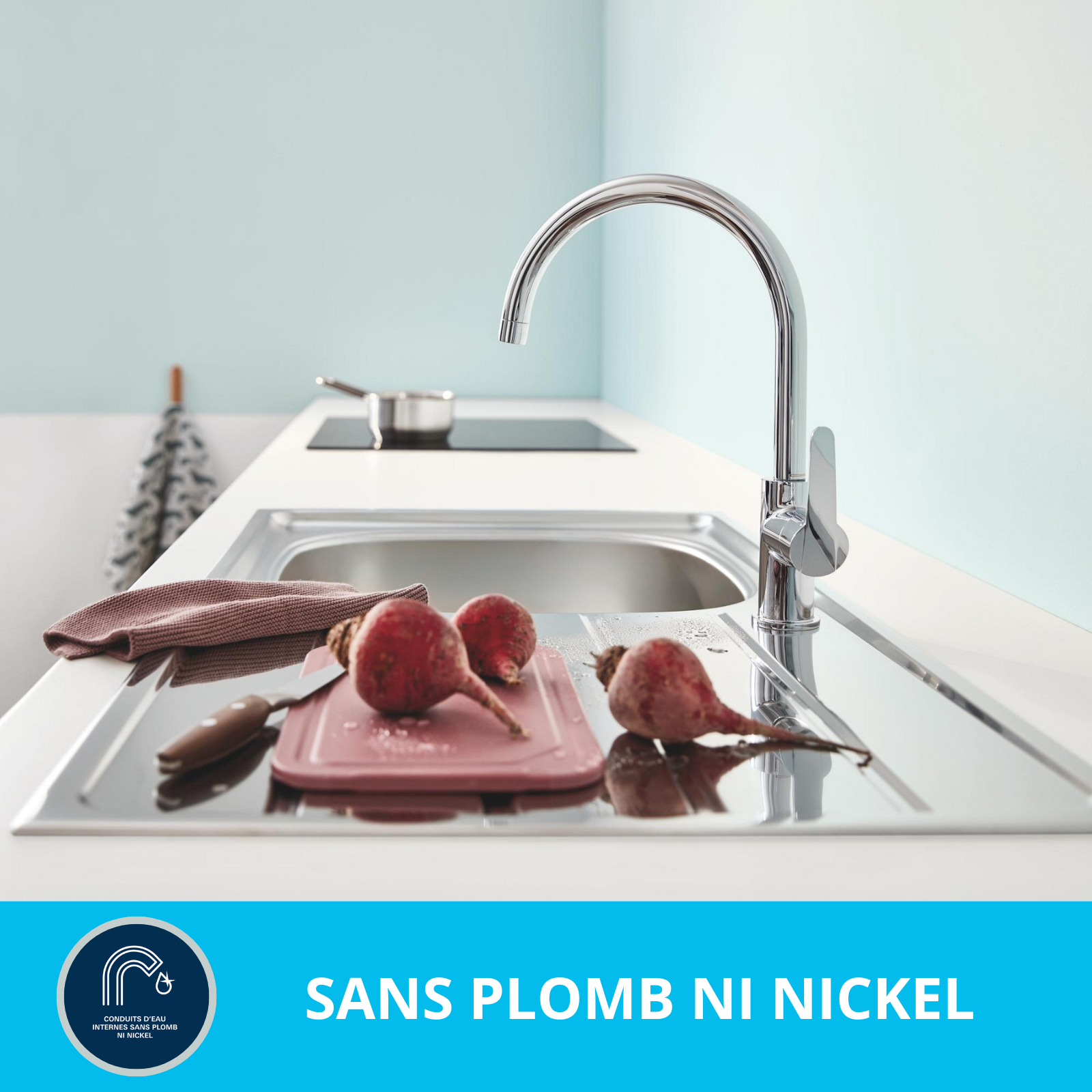 un conduit sans plomb ni nickel, robinet de cuisine grohe start clova, exclusivité leroy merlin - 2