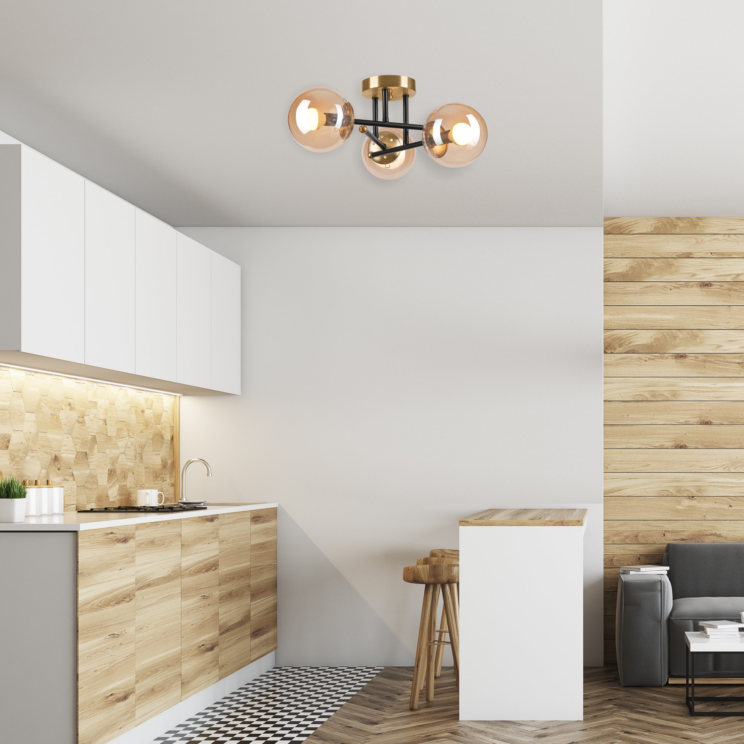 Lampa sufitowa Malena złoto-czarna 3 x E14 Lamkur - 2