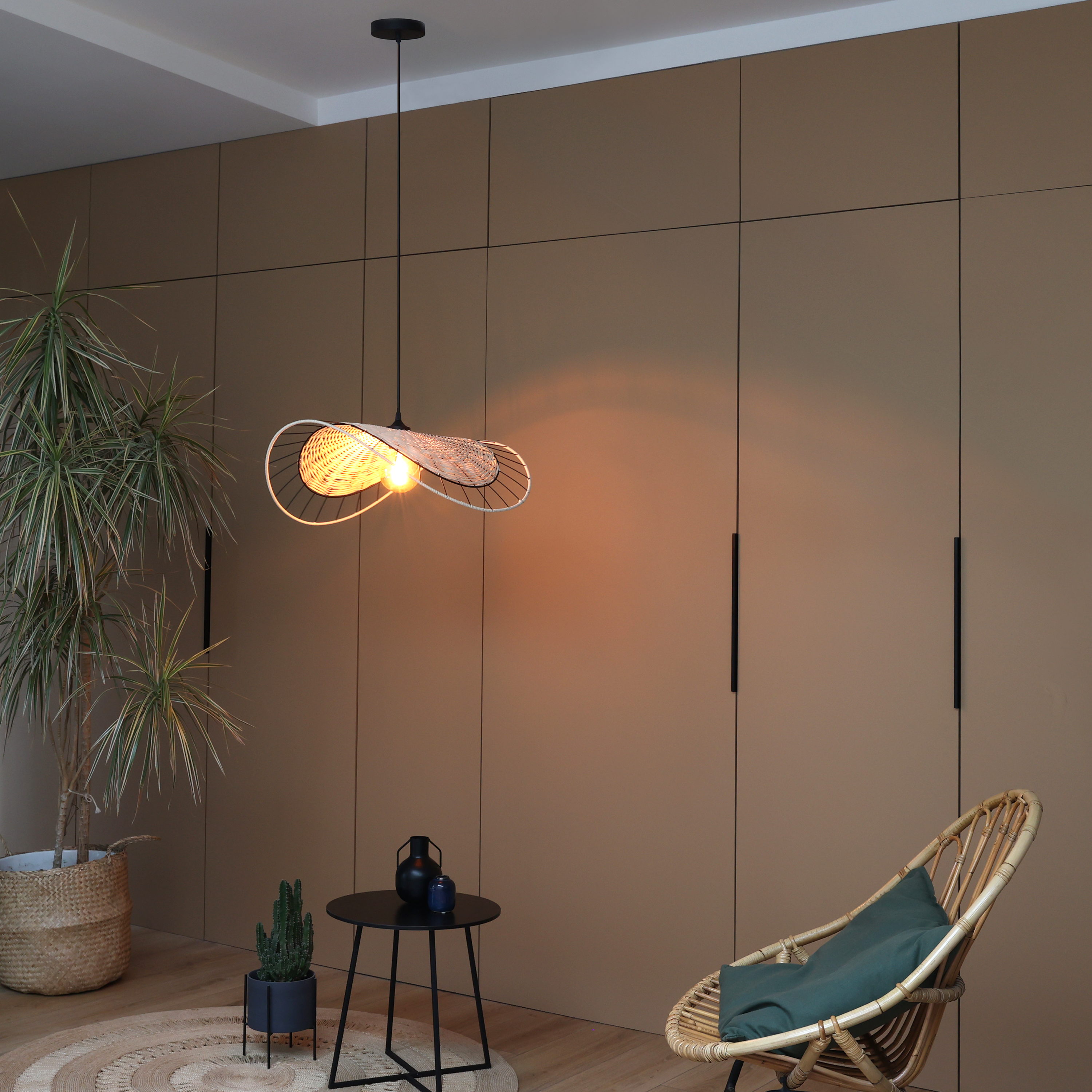 Lampa wisząca Chai rattan czarna E27 Inspire - 9