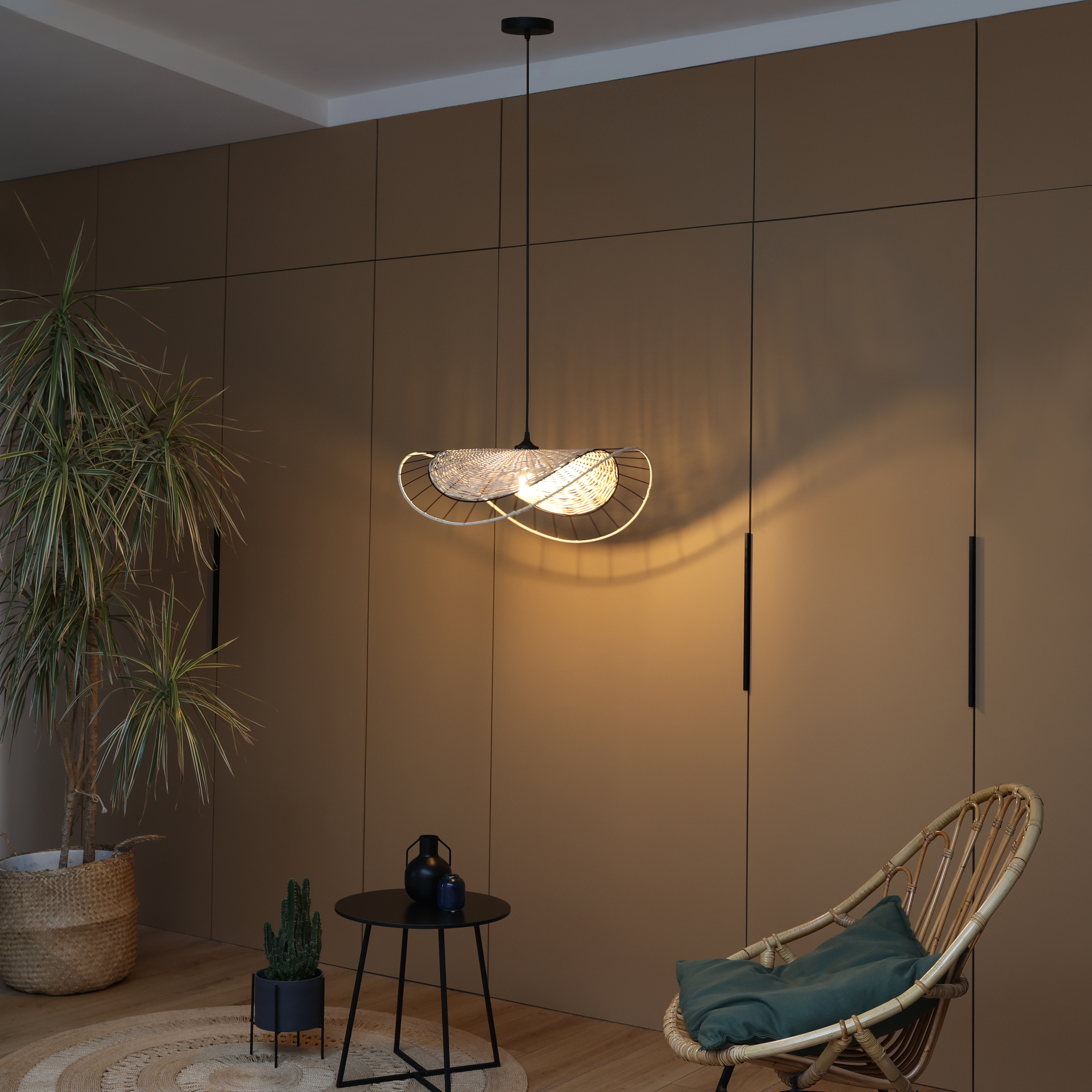 Lampa wisząca Chai rattan czarna E27 Inspire - 8