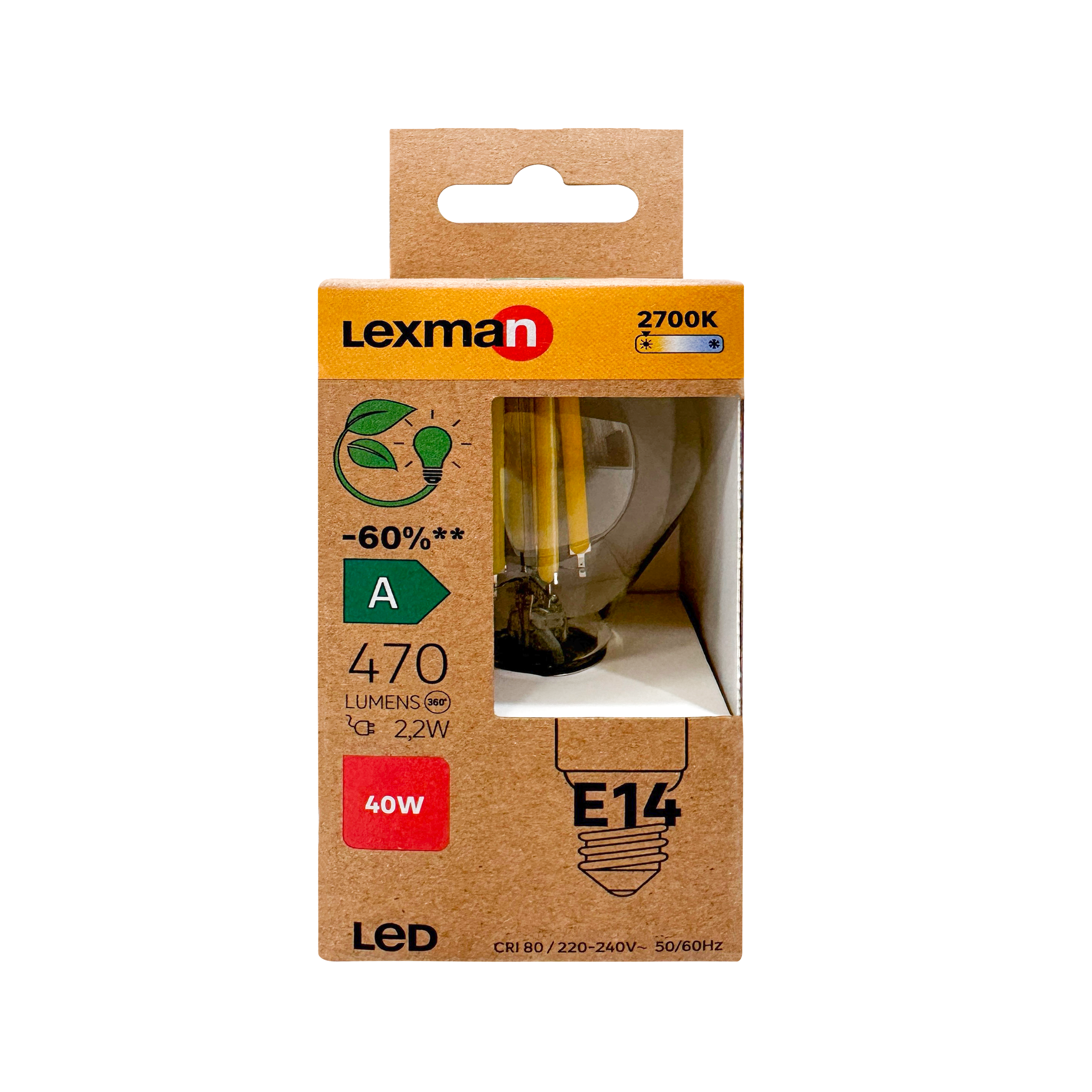 Ampoule led, sphérique E14, 470lm, classe énergétique A, blanc chaud, LEXMAN - 4
