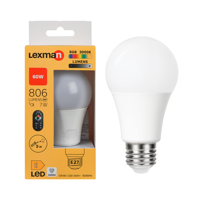 Led LEXMAN E27 BAŃ 7W 806LM RGB3TK MLPL RC