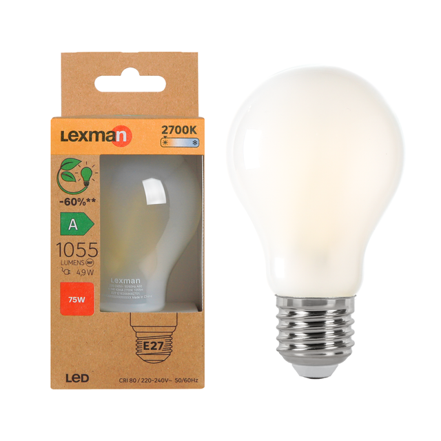 Ampoule led,  E27, 1055lm, classe énergétique A, blanc chaud, LEXMAN