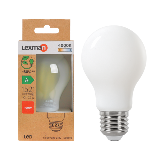 Ampoule led,  E27, 1521lm, classe énergétique A, blanc neutre, LEXMAN
