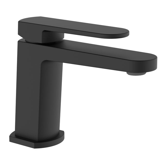 Rubinetto per lavabo a canna bassa getto laminare cristallino Zefir nero verniciato a polvere opaco AQUASANIT