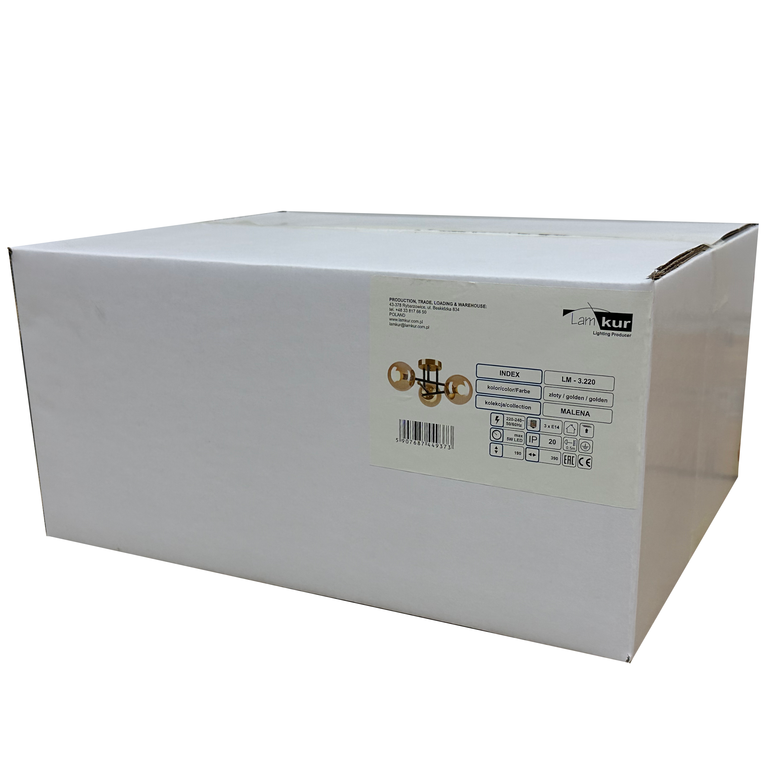 Lampa sufitowa Malena złoto-czarna 3 x E14 Lamkur - 10