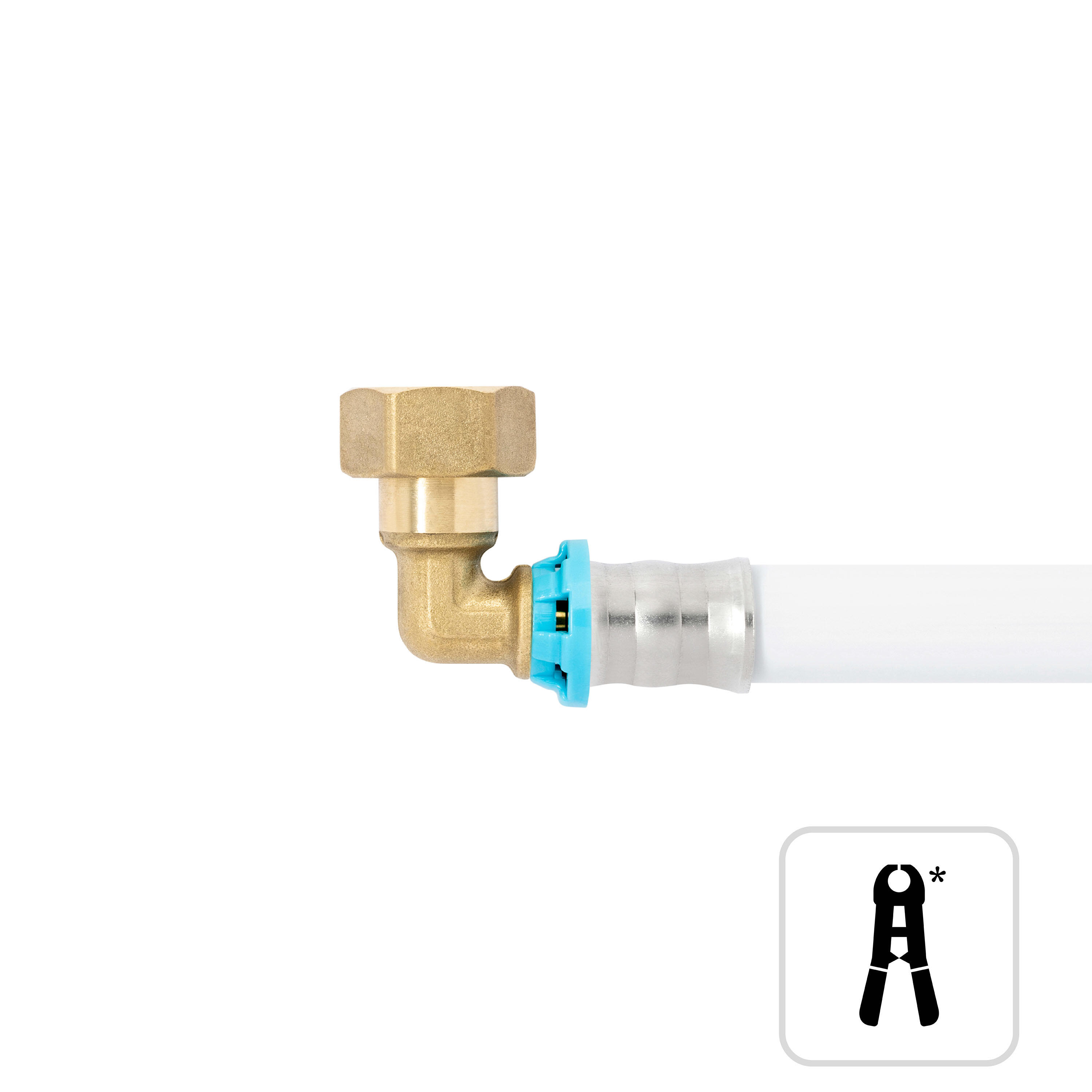 Coude écrou-libre à sertir multicouche ⌀ 16 F15x21 (1/2