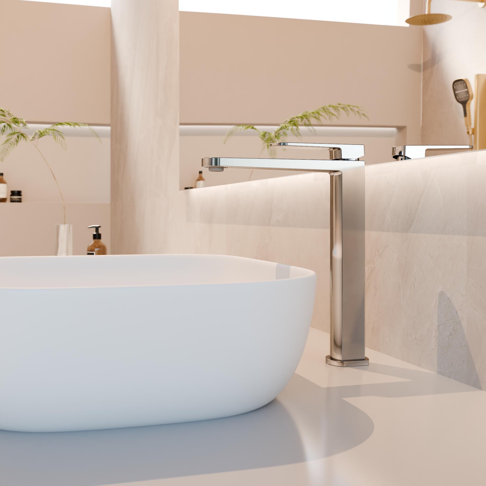 Rubinetto per lavabo getto laminare cristallino Zefir cromato lucido AQUASANIT - 2
