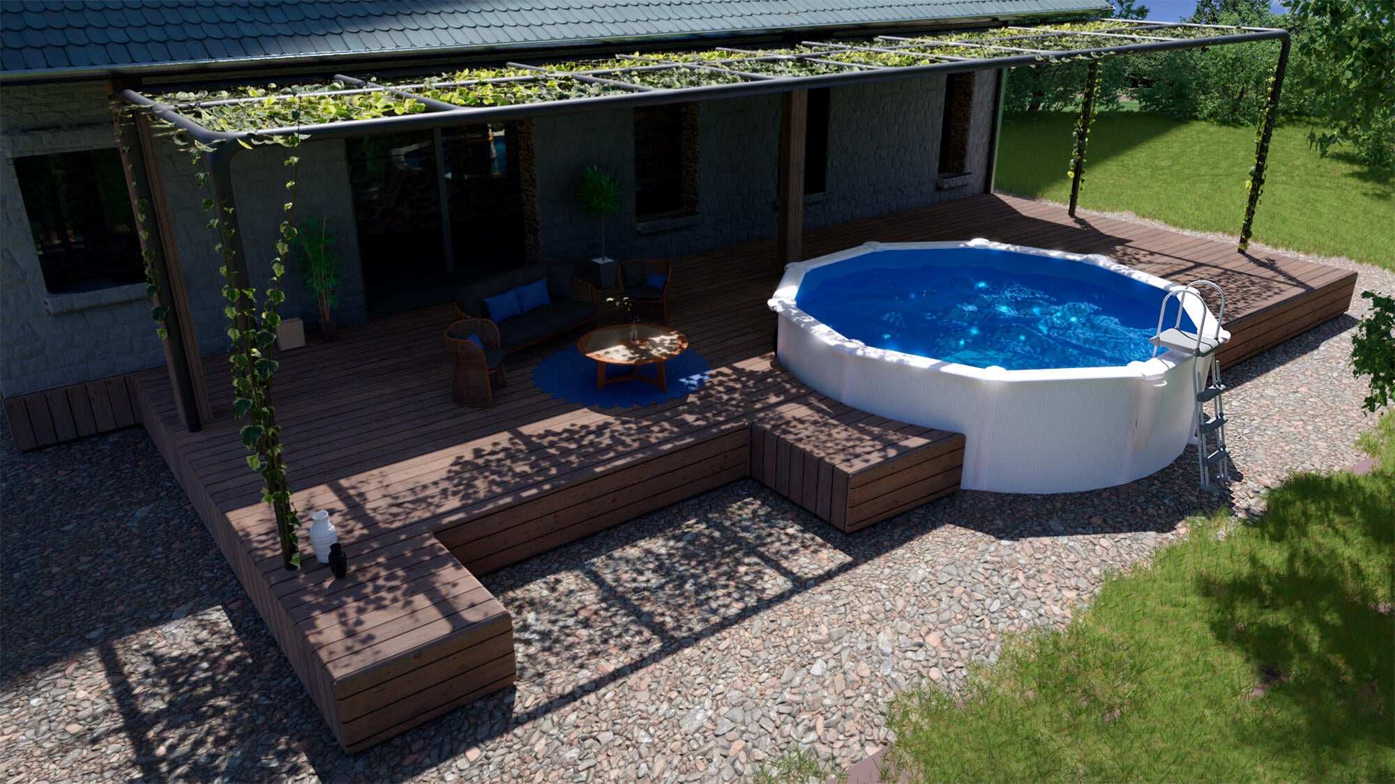 Piscina De Acero Redonda 350X120 Cm + Filtro