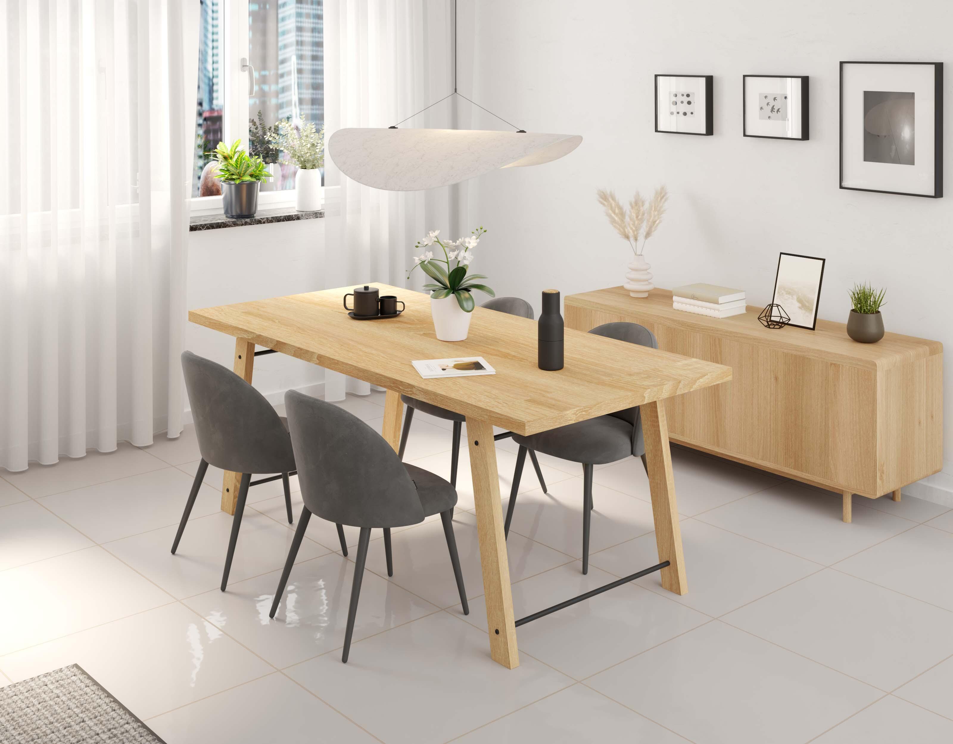 Pied de table design REI hêtre et noir l. 78 x P. 8 x H. 71 cm - 2