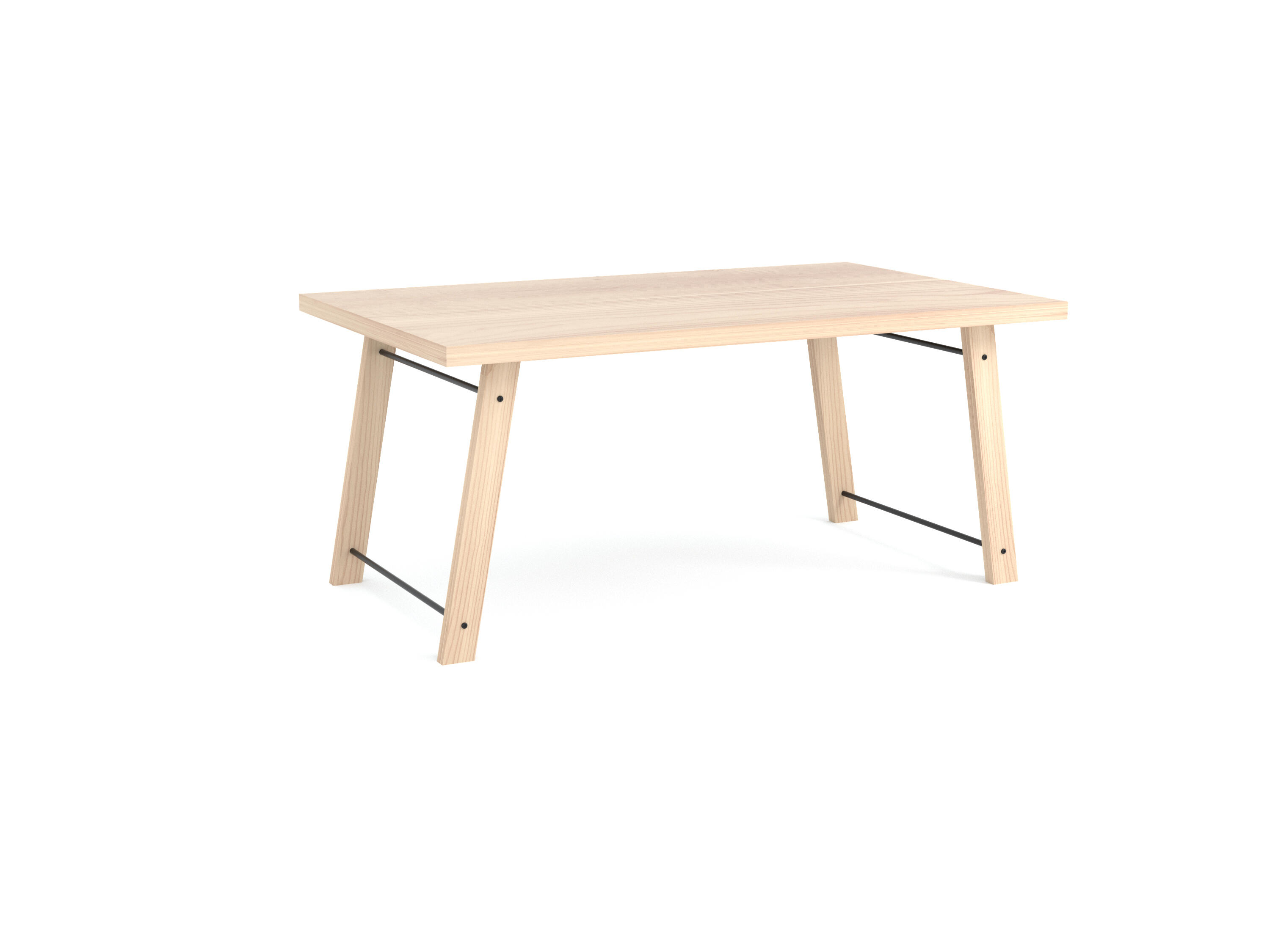 Pied de table design REI hêtre et noir l. 78 x P. 8 x H. 71 cm - 6