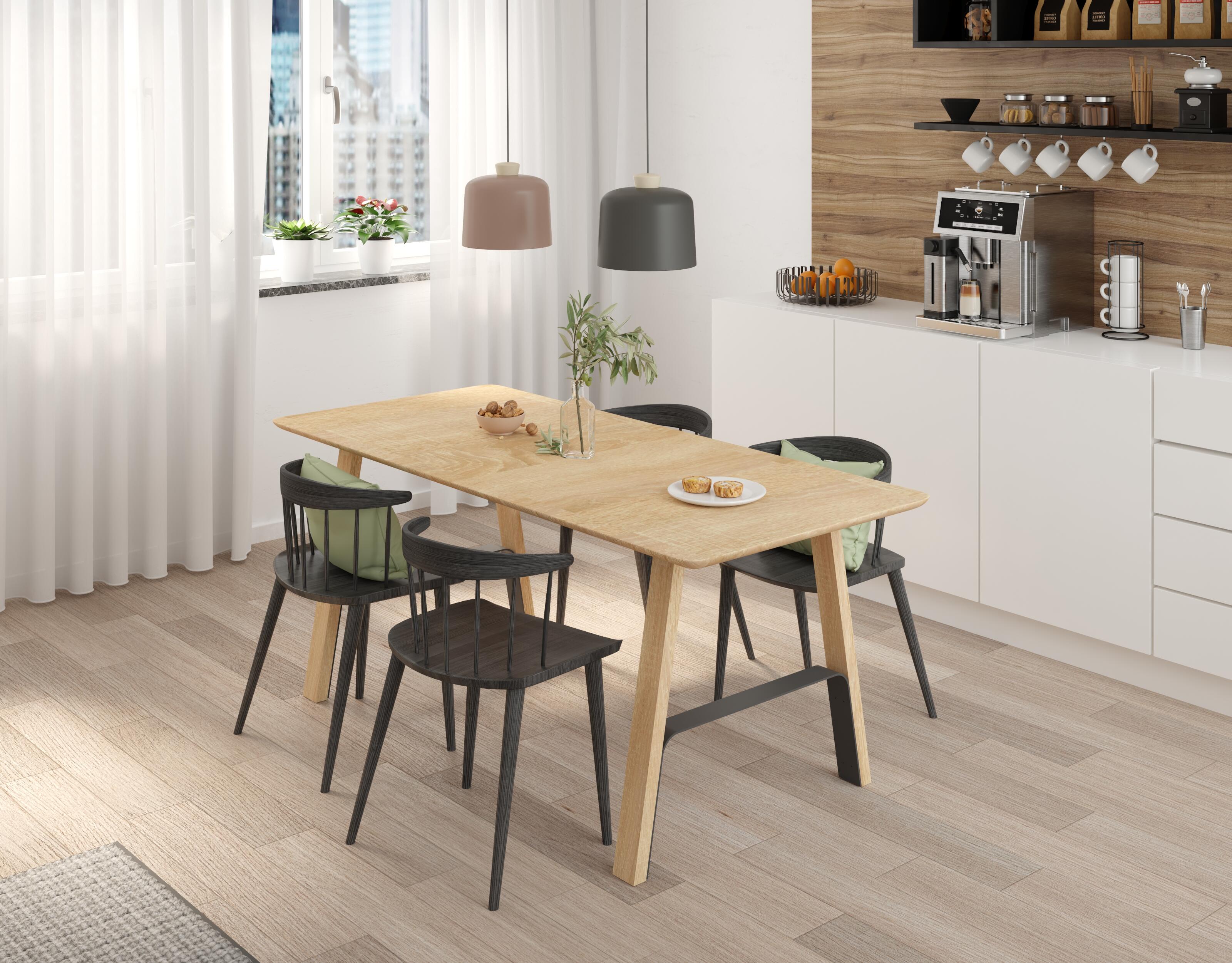 Pied de table design REI hêtre et noir l. 61/78 x P. 8 x H. 71 cm - 2