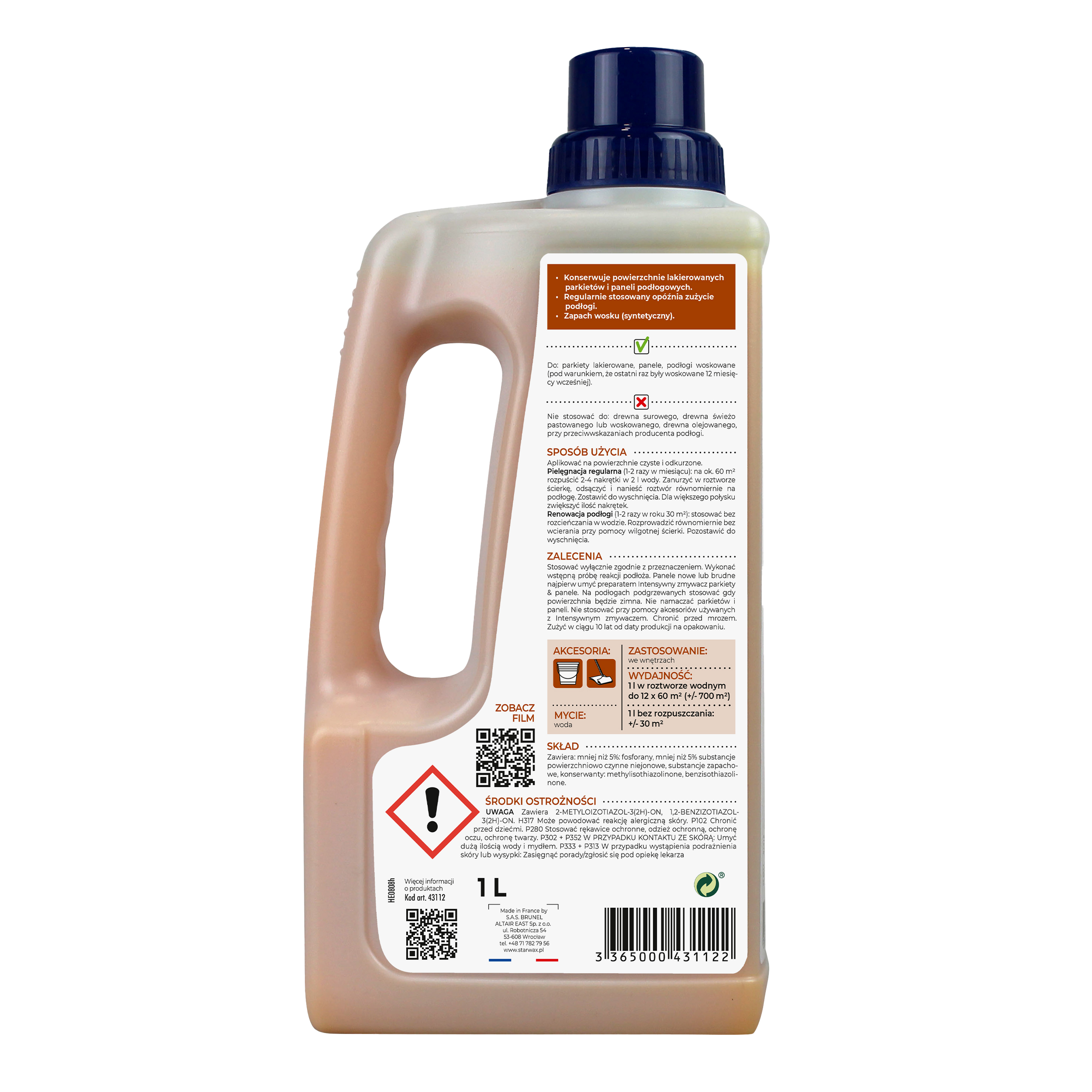 Środek pielęgnujący i nabłyszczający PARKIETY & PANELE 1 l STARWAX - 3