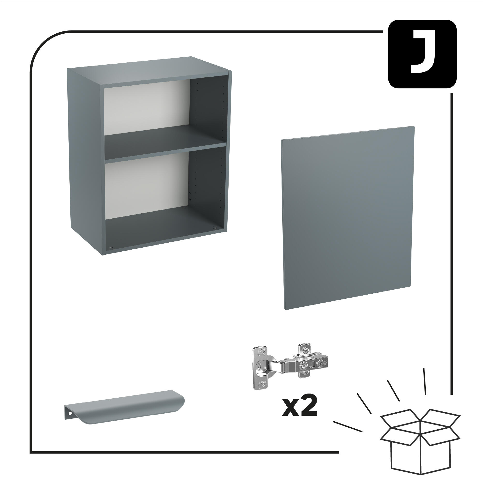 Meuble haut de cuisine Eleki gris 1 porte H72.1 x l60 - 7