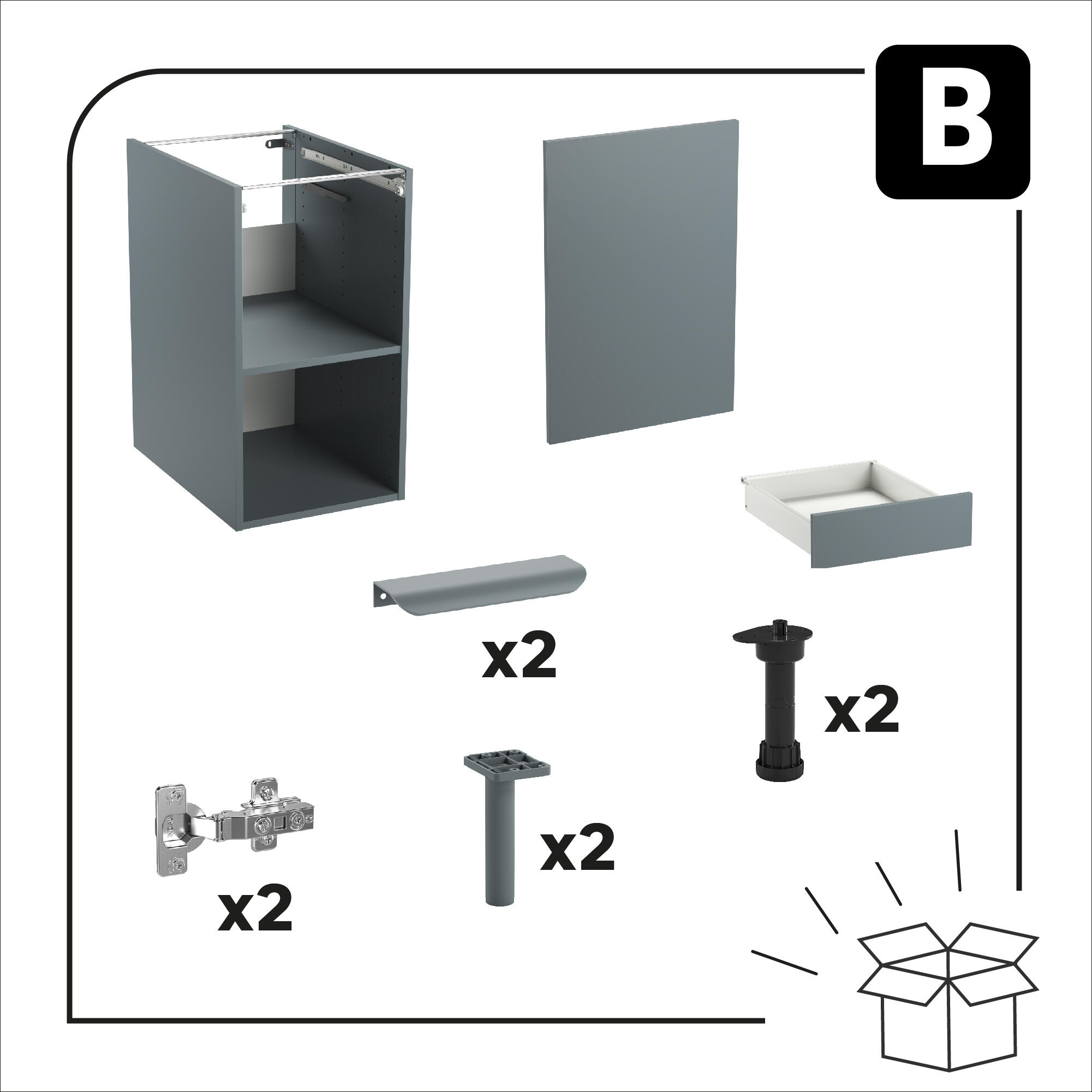 Mueble bajo de cocina Eleki Gris 1 cajón + 1 puerta H 87.1 x L 40 cm - 6