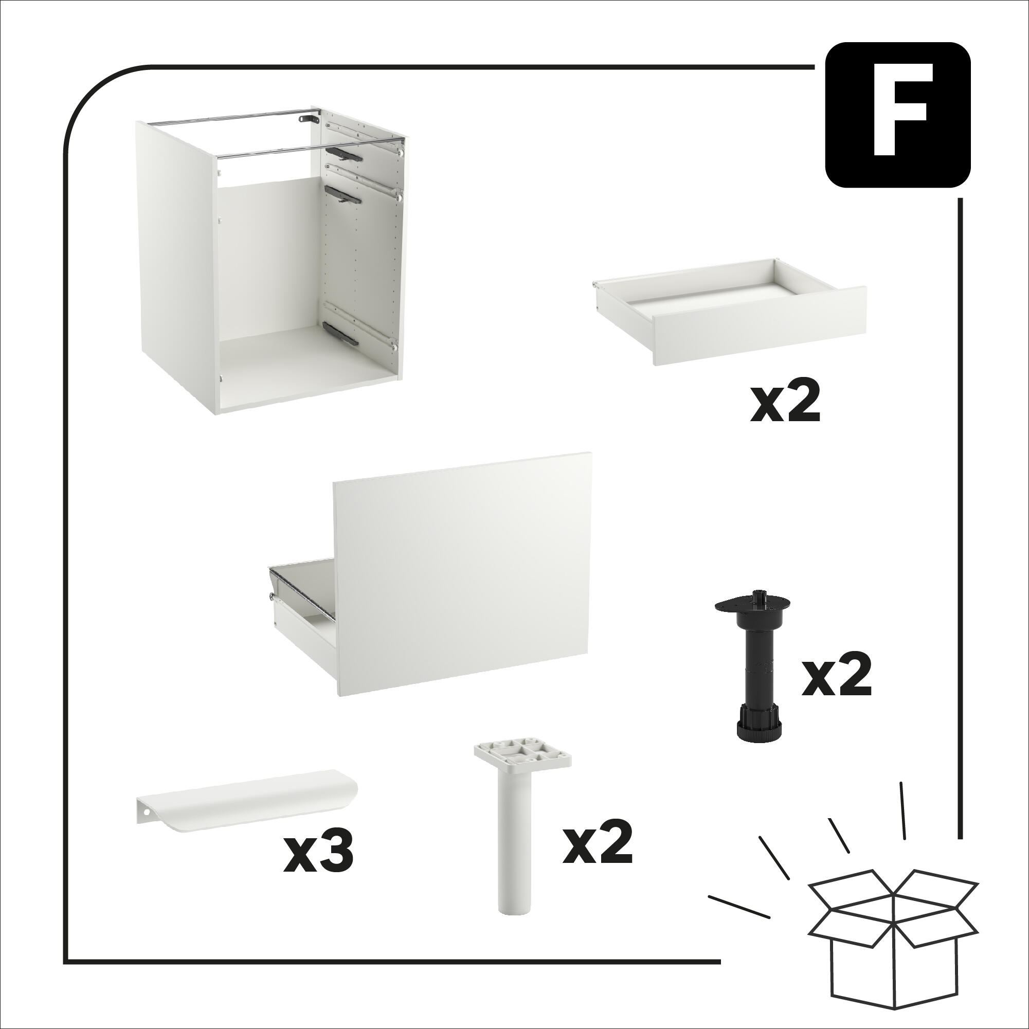 Base Eleki B60 con 3 cassetti bianco - 8